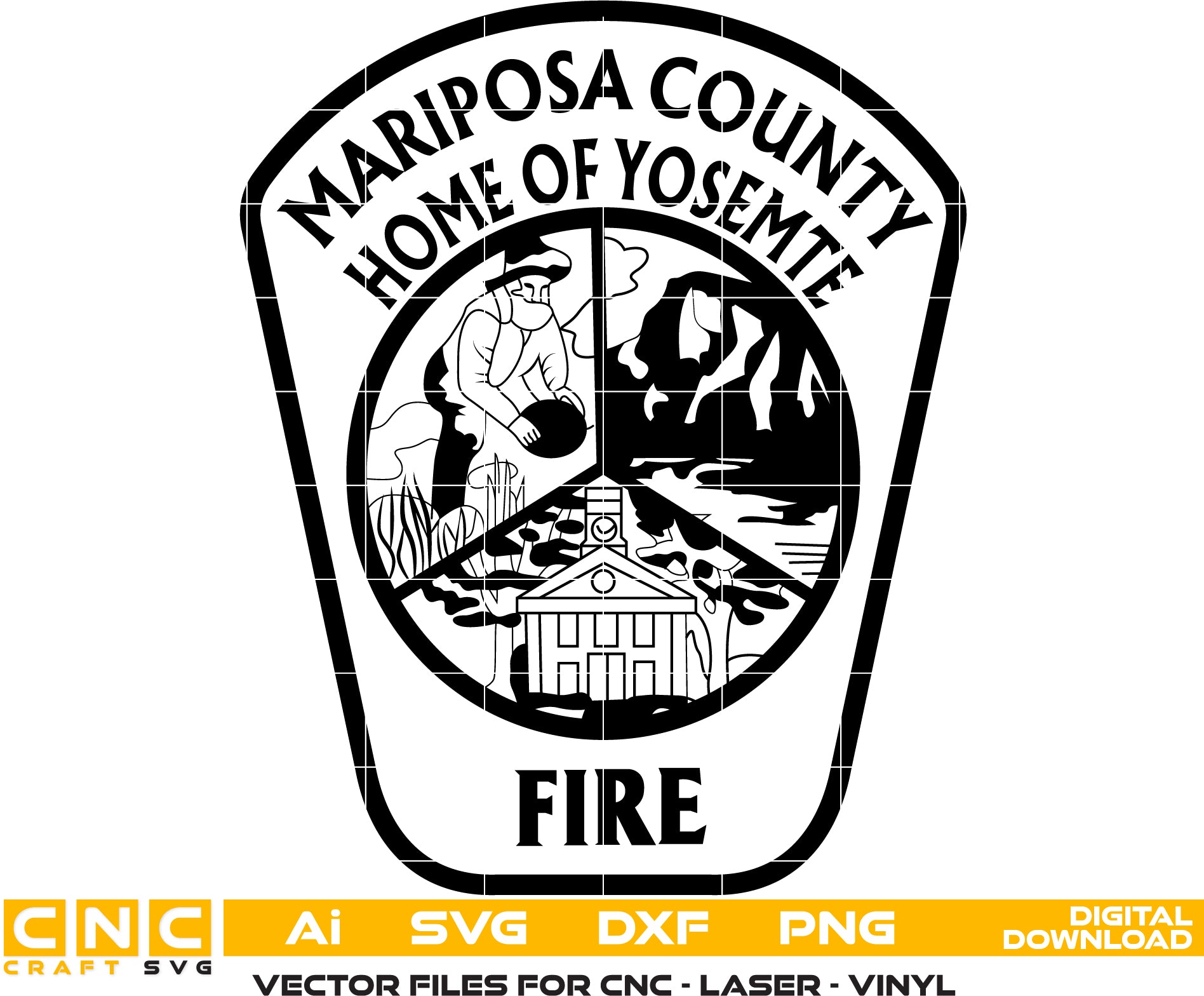 Mariposa County Fire Dept Badge Vector art Digital file