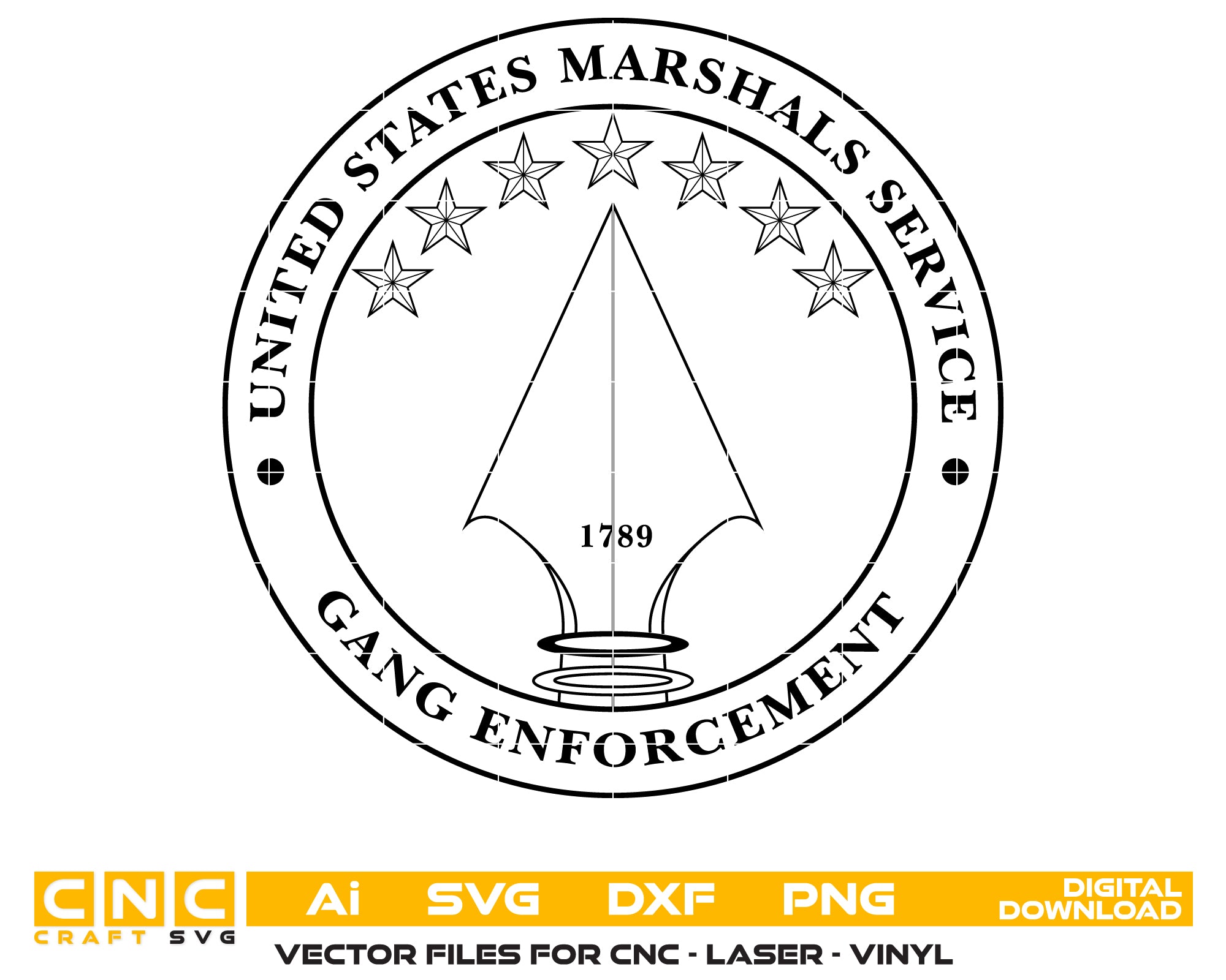 Marshals Service Challenge Coin SVG, Gang Enforcement Badge Vector, Federal Police Coin SVG, US Marshals Logo SVG, Law Enforcement Coin Design