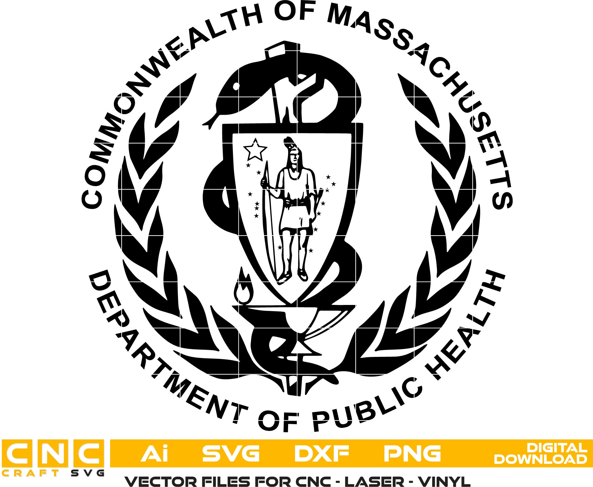 Massachusetts Dept. of Public Health Logo Vector art Svg, Dxf, Jpg, Png, and Ai files For laser engraving, woodworking, acrylic painting, and all printing machines.