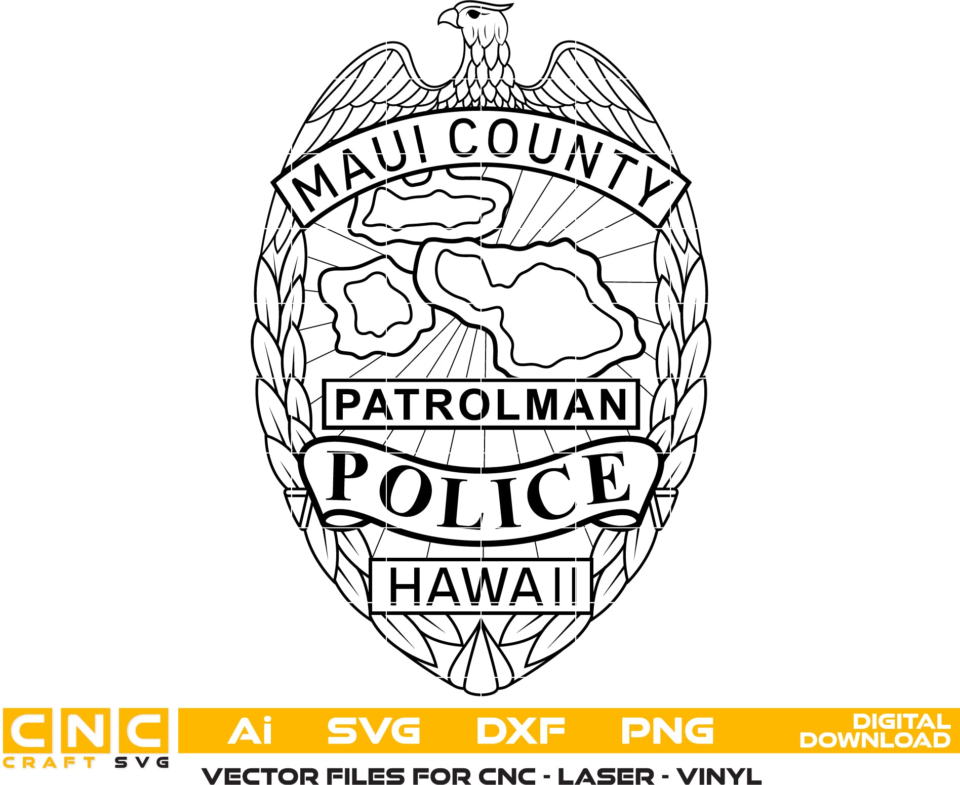 Maui County Hawaii Police Patrolman Badge Vector art