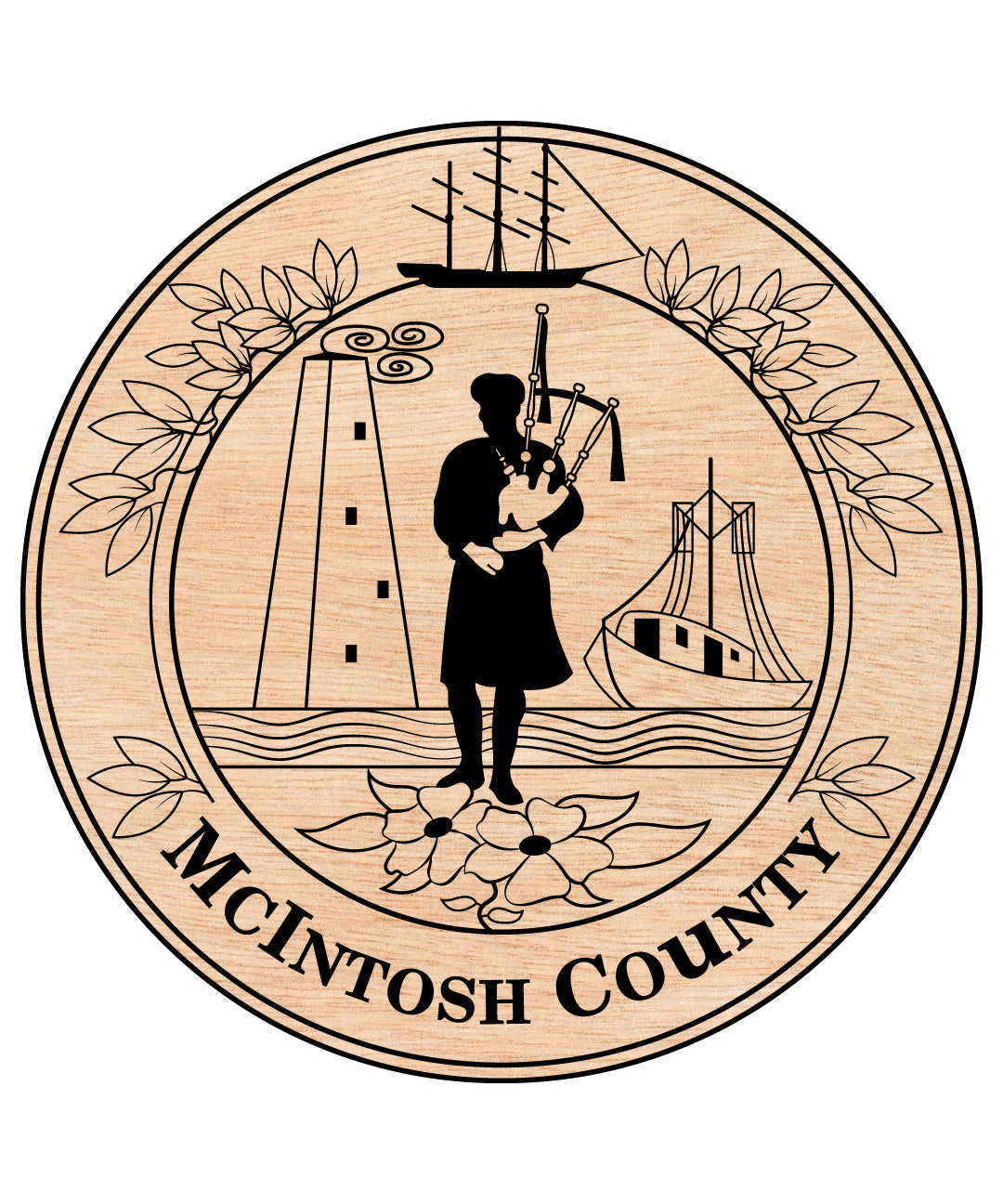 McIntosh County Seal SVG digital download, official county emblem vector design for Cricut, Silhouette, CNC, engraving, and civic crafts.