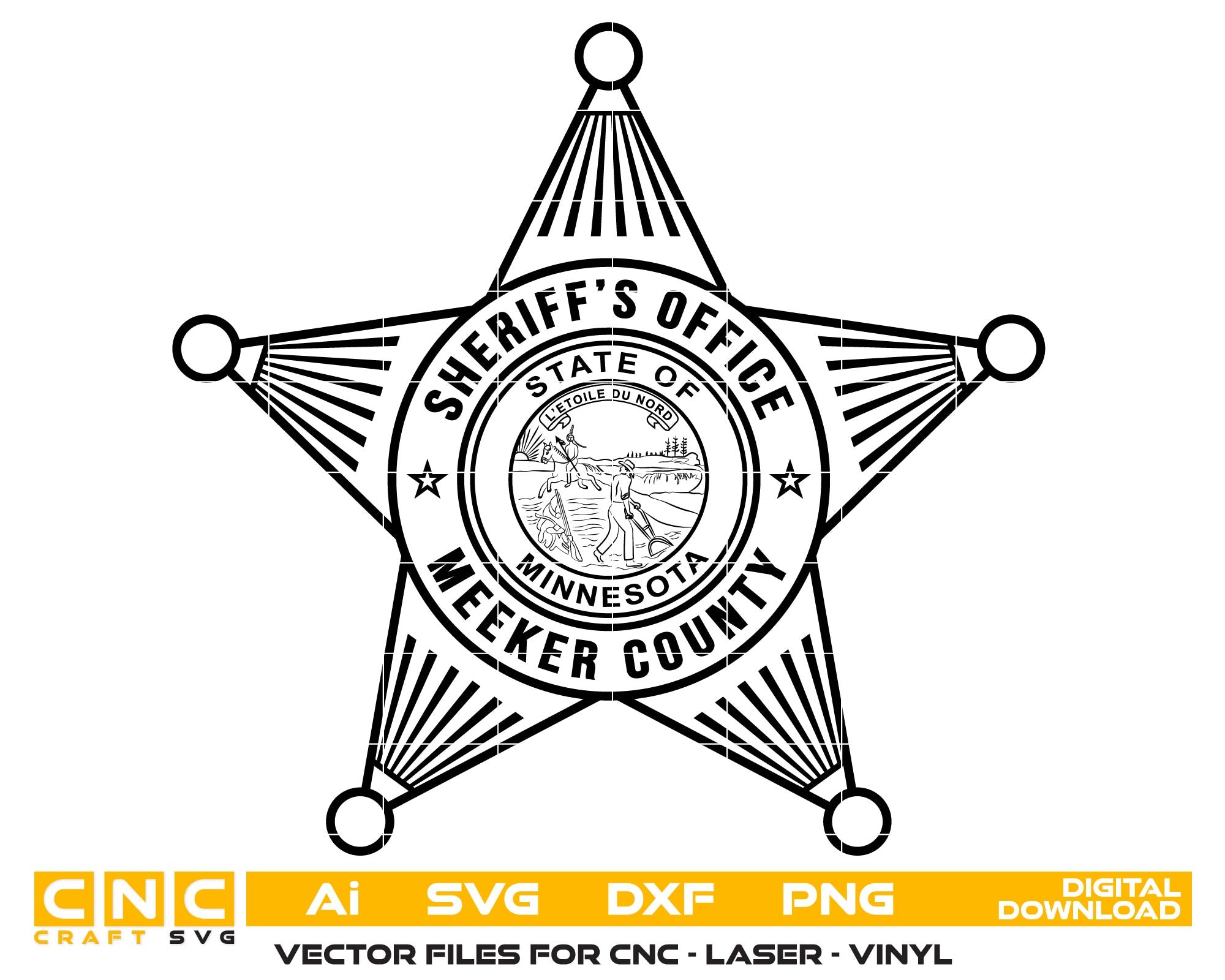 Meeker County Sheriff Badge Vector Art, Ai,SVG, DXF, PNG, Digital Files