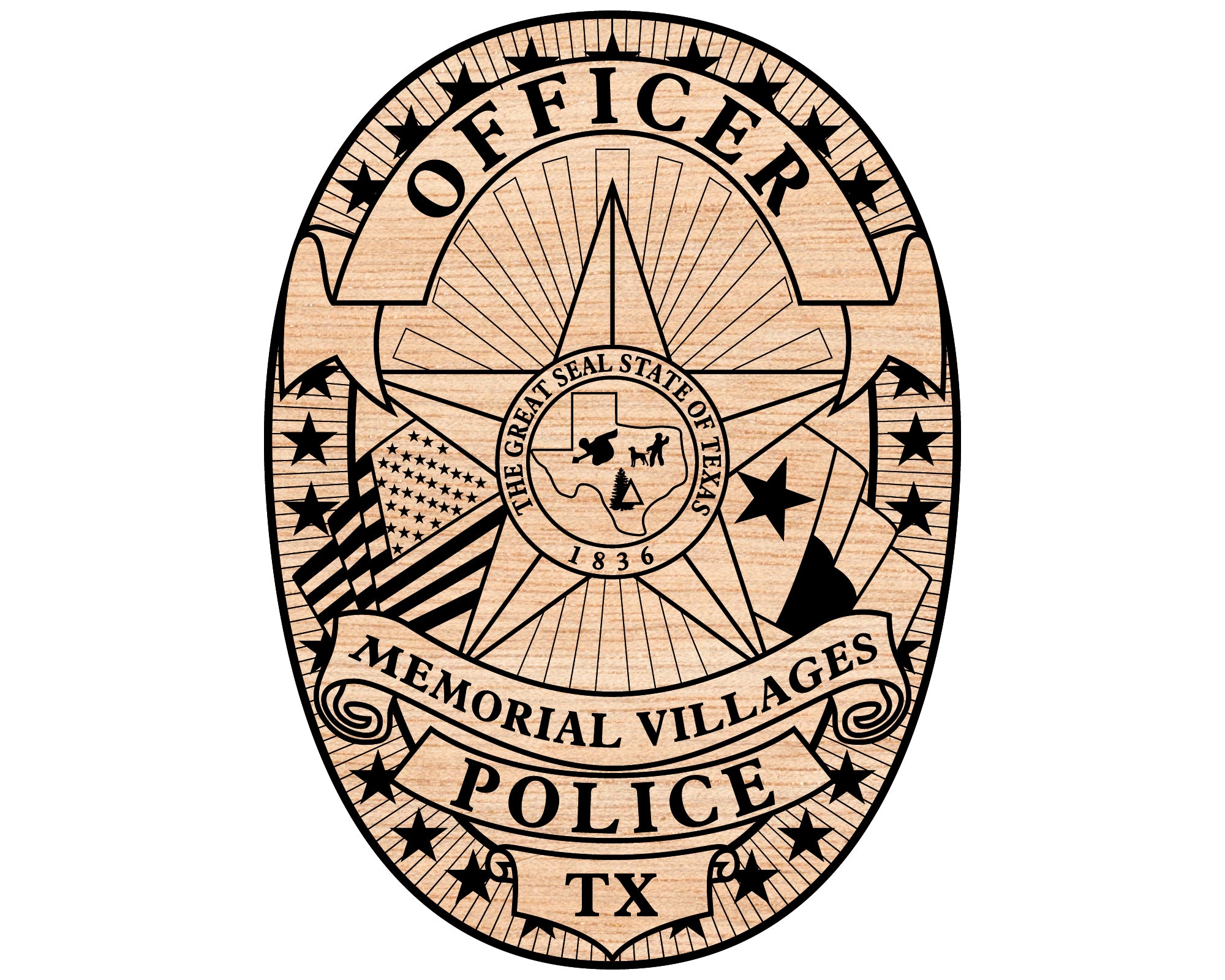 Memorial Villages Police Badge SVG, Memorial Villages PD Badge Vector, Texas Police Badge Design, Law Enforcement Badge SVG