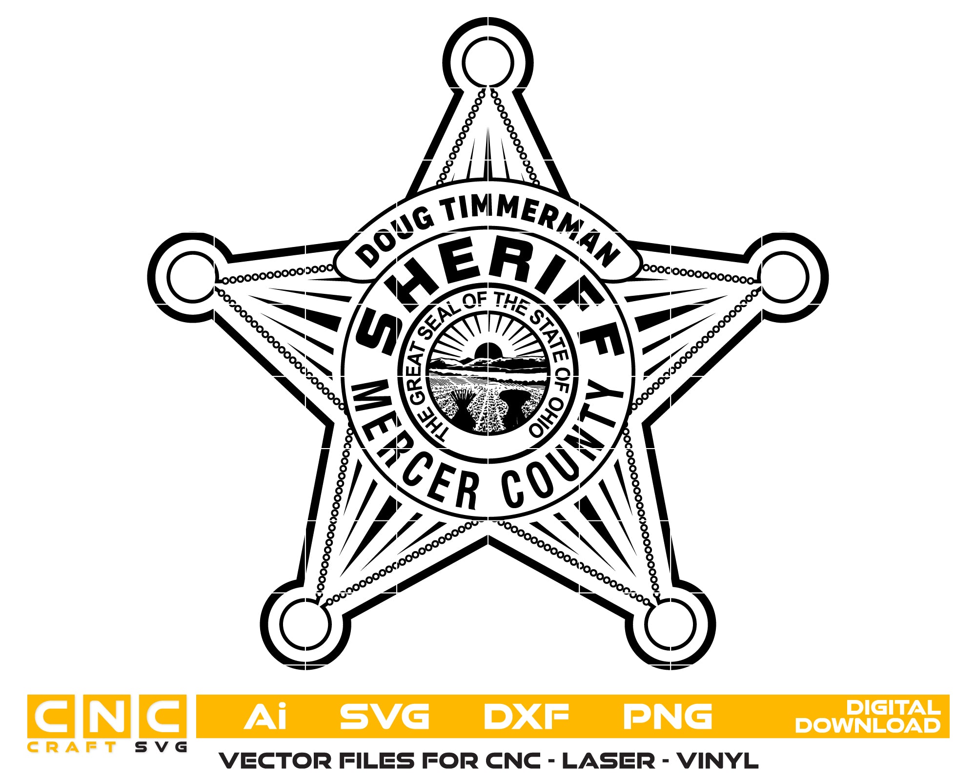 Mercer Sheriff Logo SVG, Mercer County Sheriff Emblem Vector, County Law Enforcement Badge, Mercer Sheriff Badge SVG, Sheriff Department Logo