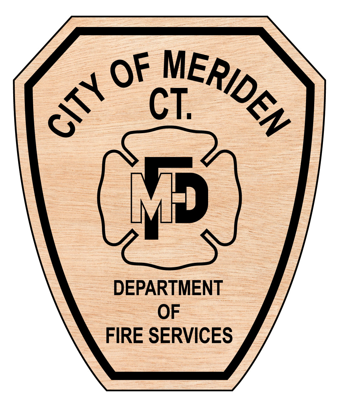 Meriden Fire Department Patch SVG digital download, Connecticut fire department emblem vector design for Cricut, Silhouette, CNC, engraving, and firefighter crafts.