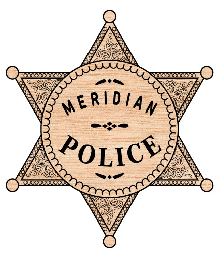 Meridian Police Badge SVG digital download, police emblem vector design for Cricut, Silhouette, CNC, engraving, and law enforcement crafts.