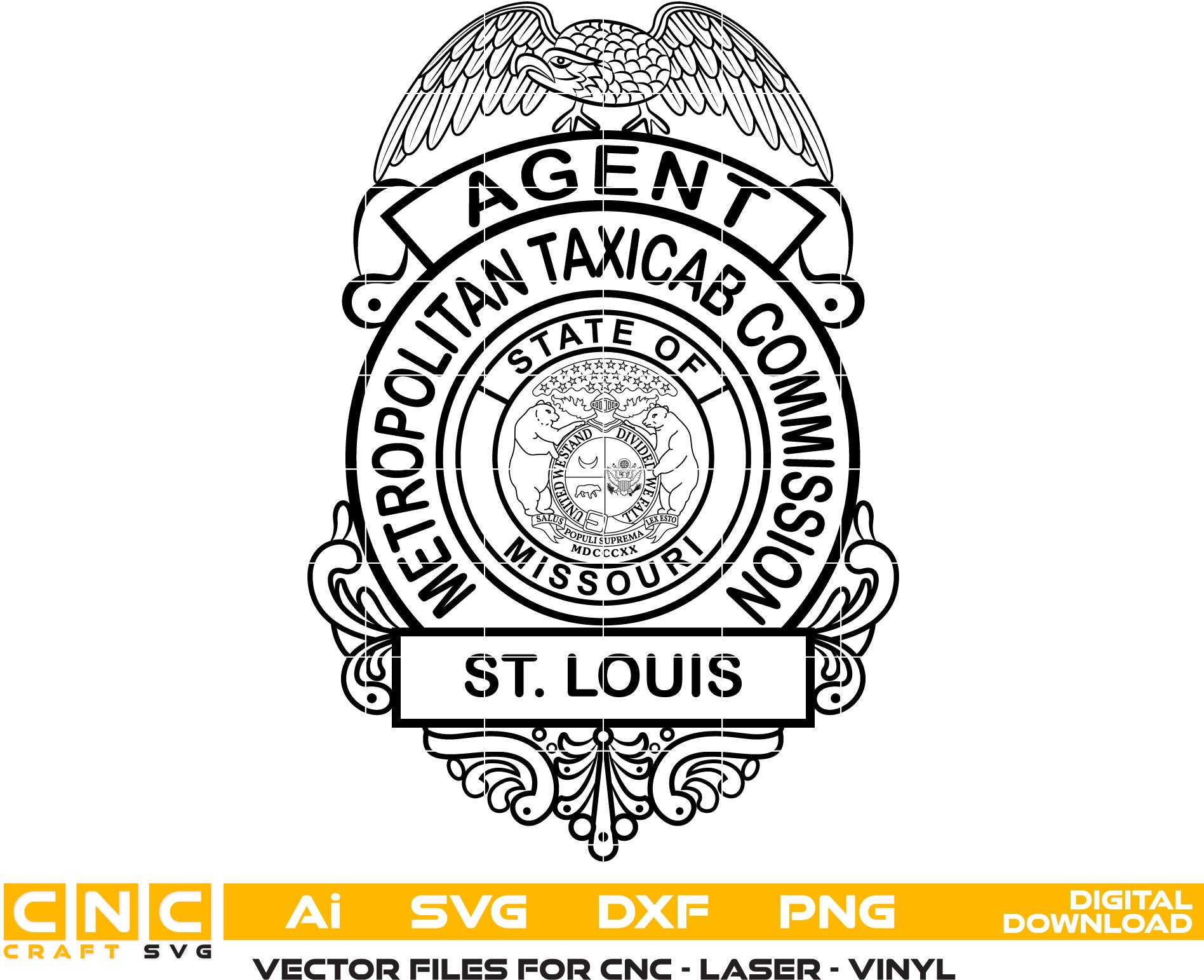 Metropolitan Taxicab Commission St Louis Missouri Badge, Metropolitan Taxicab vector art