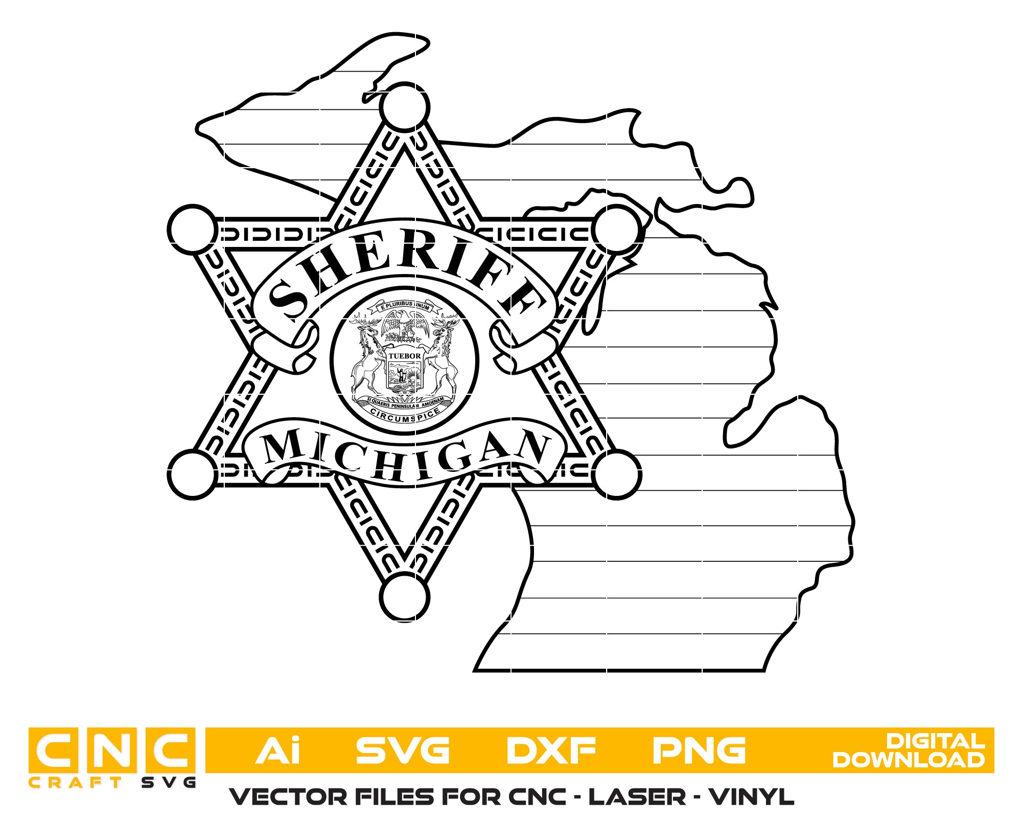 Michigan Sheriff Logo SVG, Michigan Sheriff Emblem Vector, State Law Enforcement Badge, Michigan County Sheriff Badge, Sheriff Logo SVG
