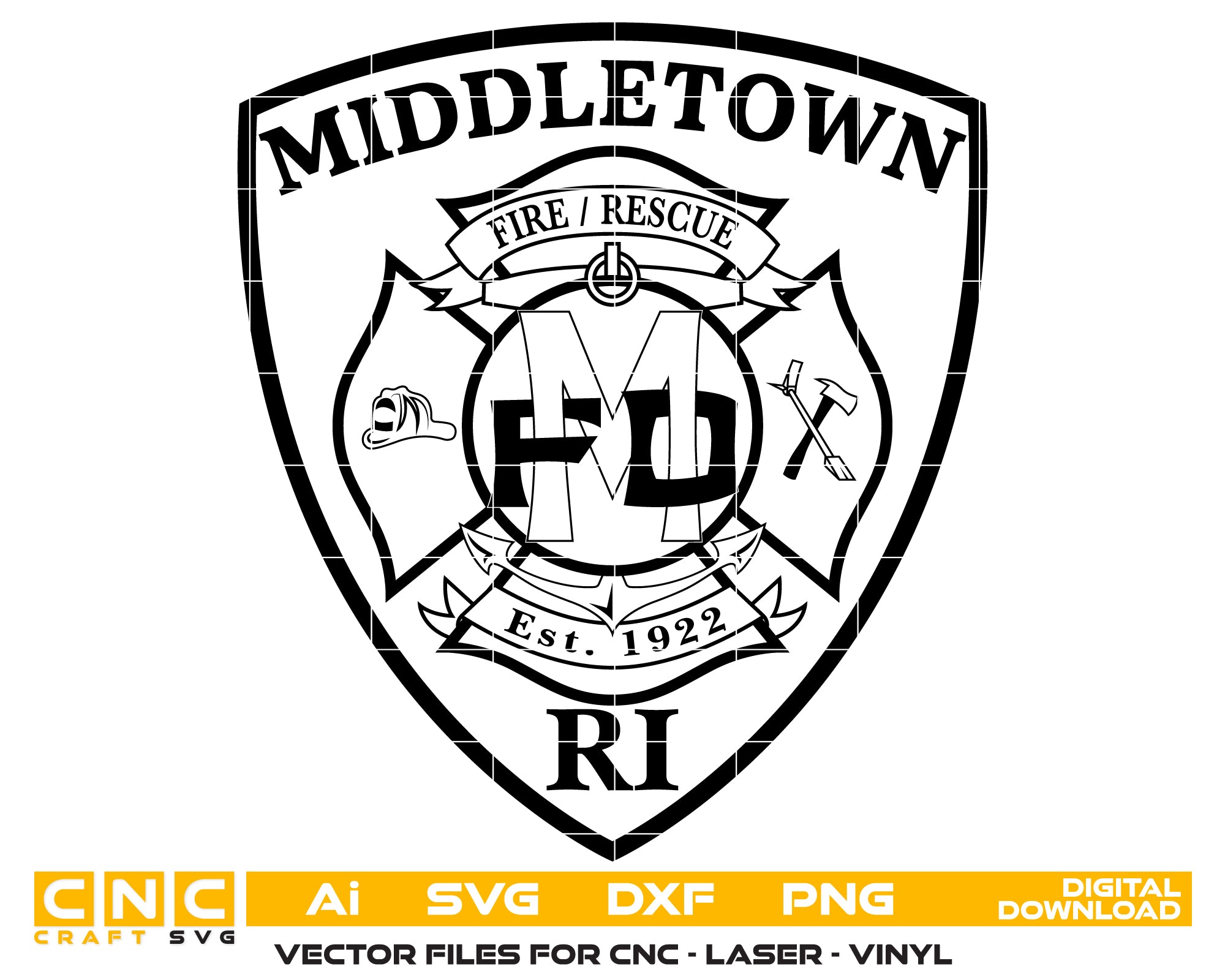 Middletown Fire Rescue Patch SVG, Fire Department Patch Vector, Middletown Fire Rescue Emblem, Firefighter Patch SVG, Fire Department Badge Vector File