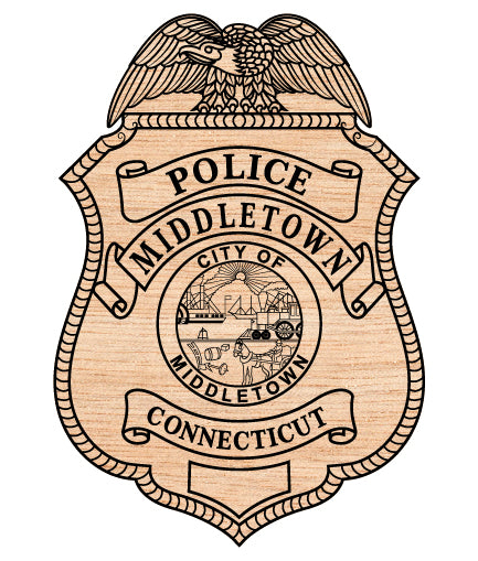 Middletown Police Department Badge SVG digital download, Connecticut police emblem vector design for Cricut, Silhouette, CNC, engraving, and law enforcement crafts.