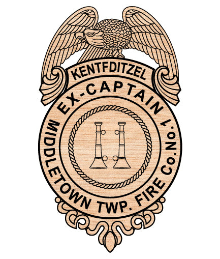 Middletown Twp. Fire Ex-Captain Badge SVG digital download, Connecticut fire service emblem vector design for Cricut, Silhouette, CNC, engraving, and firefighter crafts.