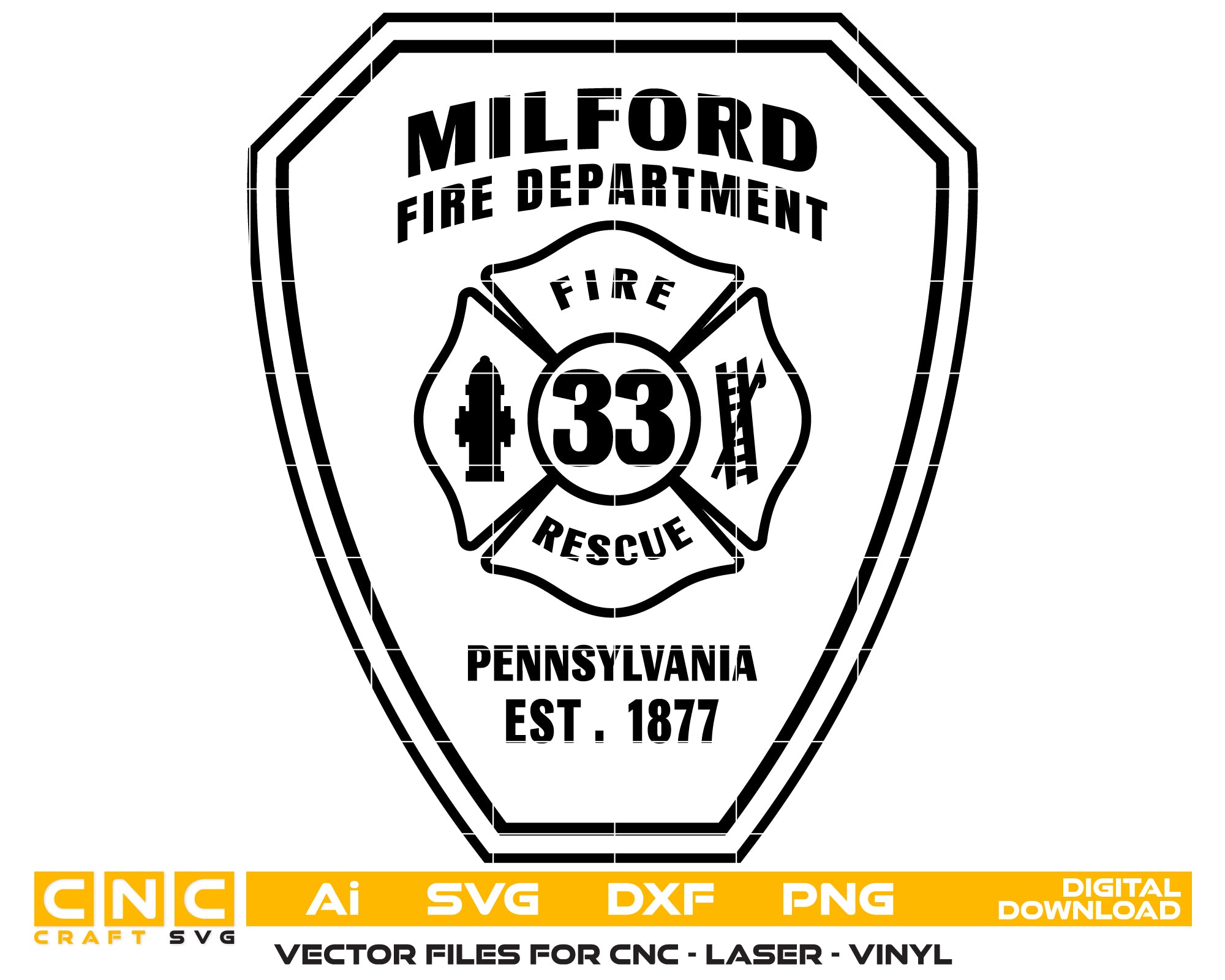 Milford Fire Department Patch SVG, Pennsylvania Firefighter Patch Vector, Milford Fire Department Emblem, Fire Department Patch SVG, Firefighter Badge Vector File