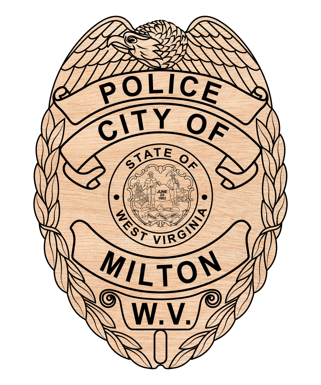 Milton Police Department Badge SVG, West Virginia Police Badge Vector, Milton Police Badge, Law Enforcement Badge SVG, West Virginia Police Officer Badge Vector