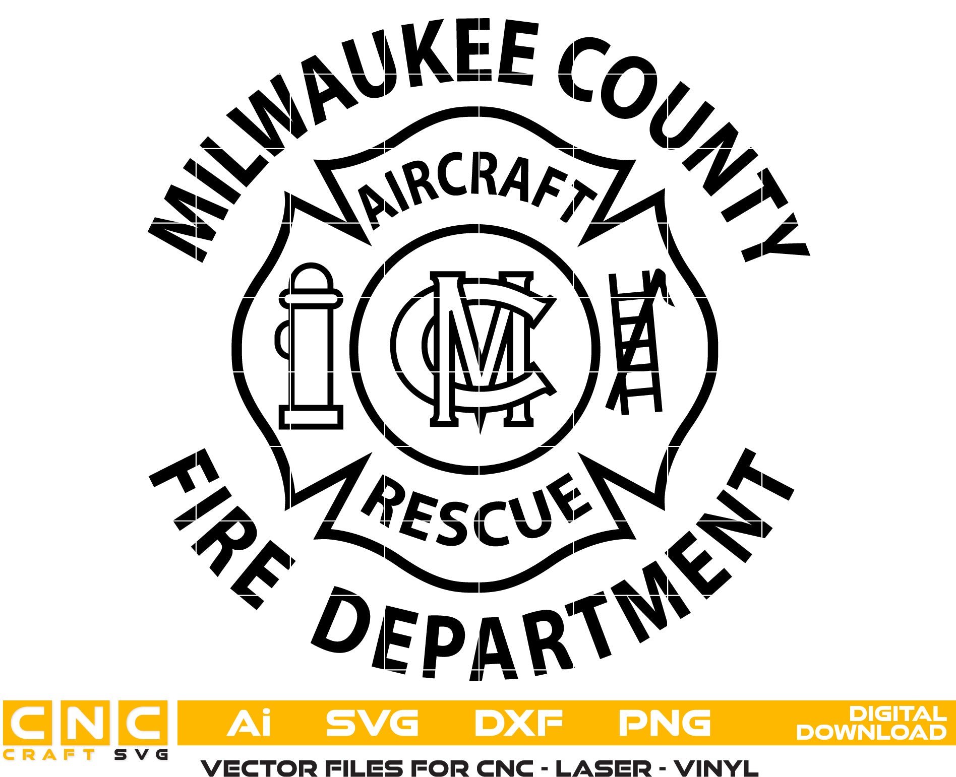 Milwaukee County Fire & Rescue Dept Badge, Milwaukee County Fire vector art, Digital file