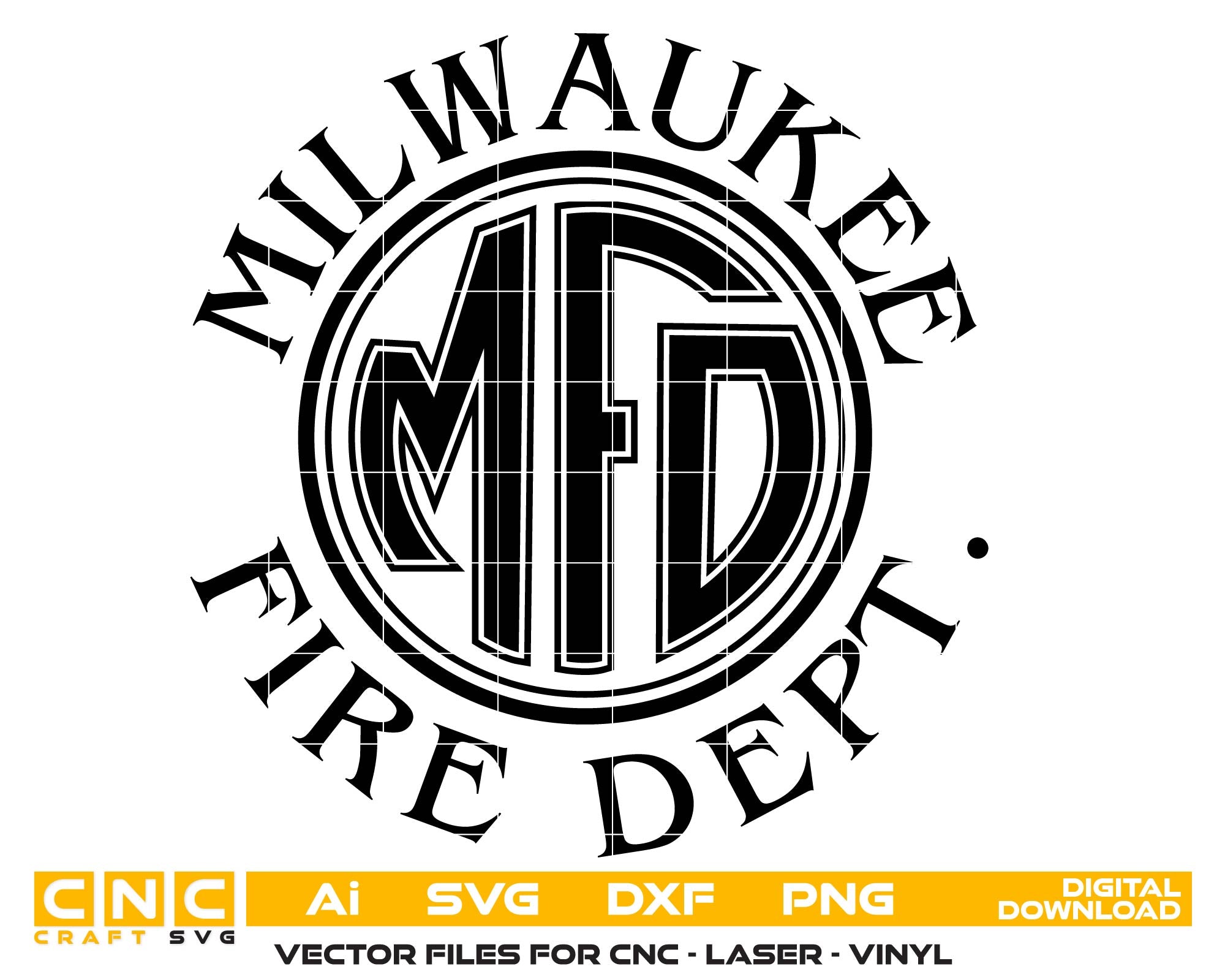 Milwaukee Fire Dept Logo Vector Art, Ai,SVG, DXF, PNG, Digital Files