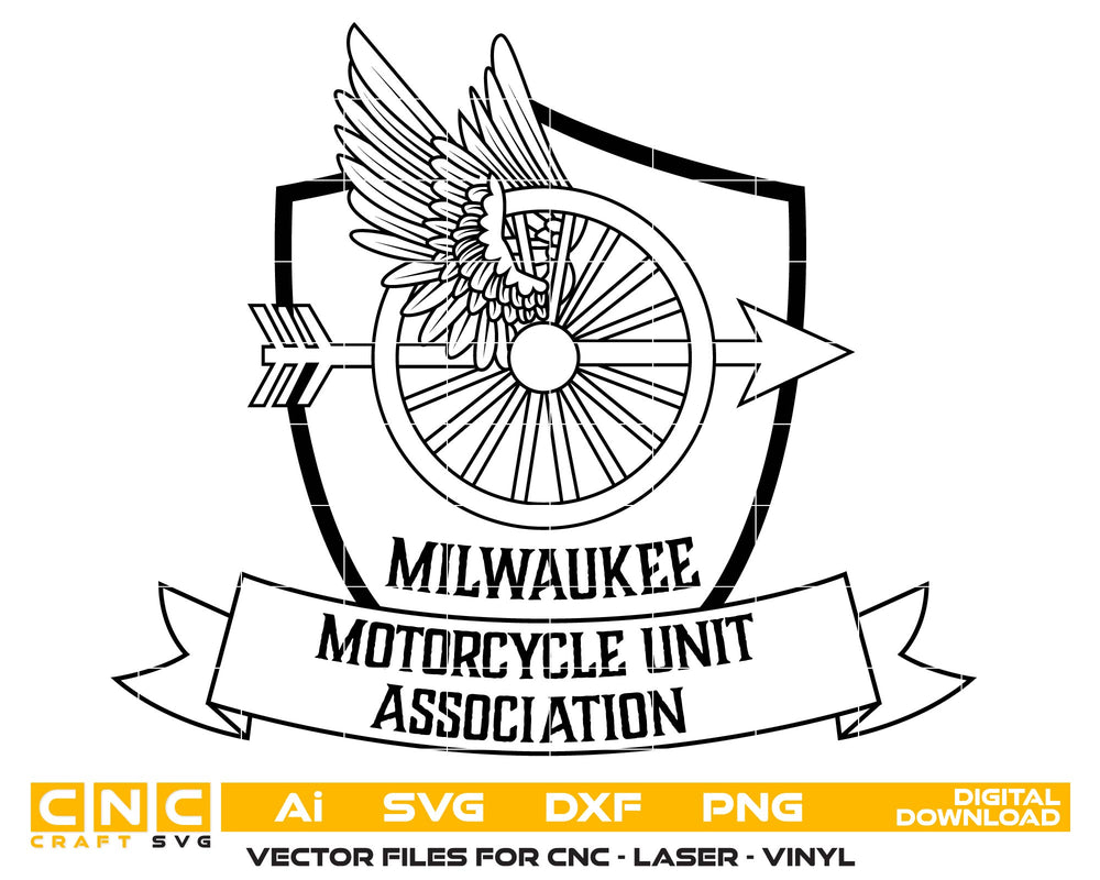 Milwaukee Motorcycle Unit Association Vector Art, Ai,SVG, DXF, PNG, Di