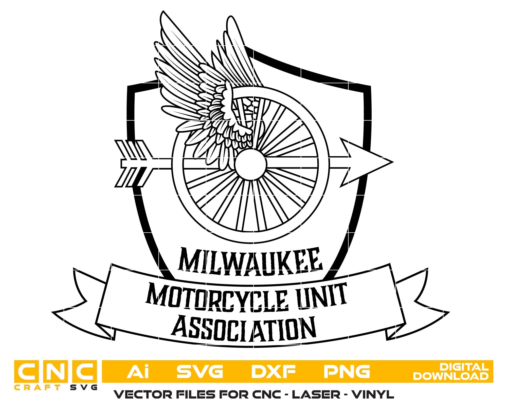 Milwaukee Motorcycle Unit Association Vector Art, Ai,SVG, DXF, PNG, Digital Files
