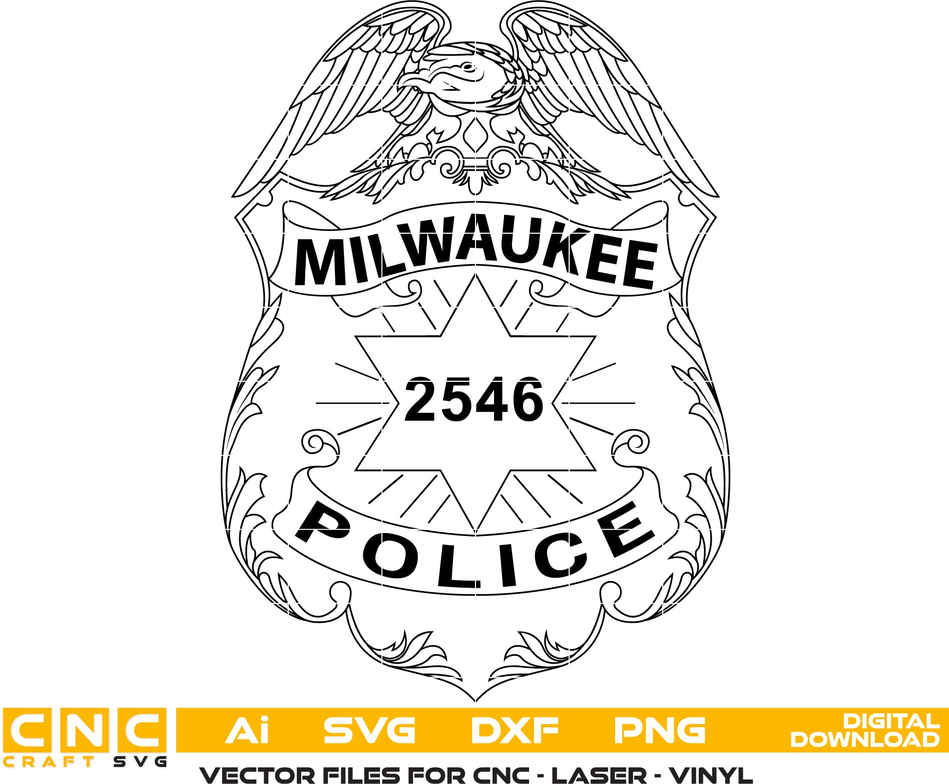 Milwaukee Police Badge Vector art Digital file