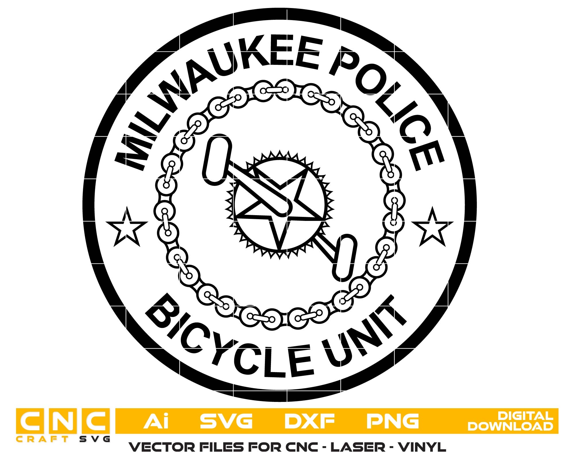 Milwaukee Police Bicycle Unit Vector Art, Ai,SVG, DXF, PNG, Digital Files