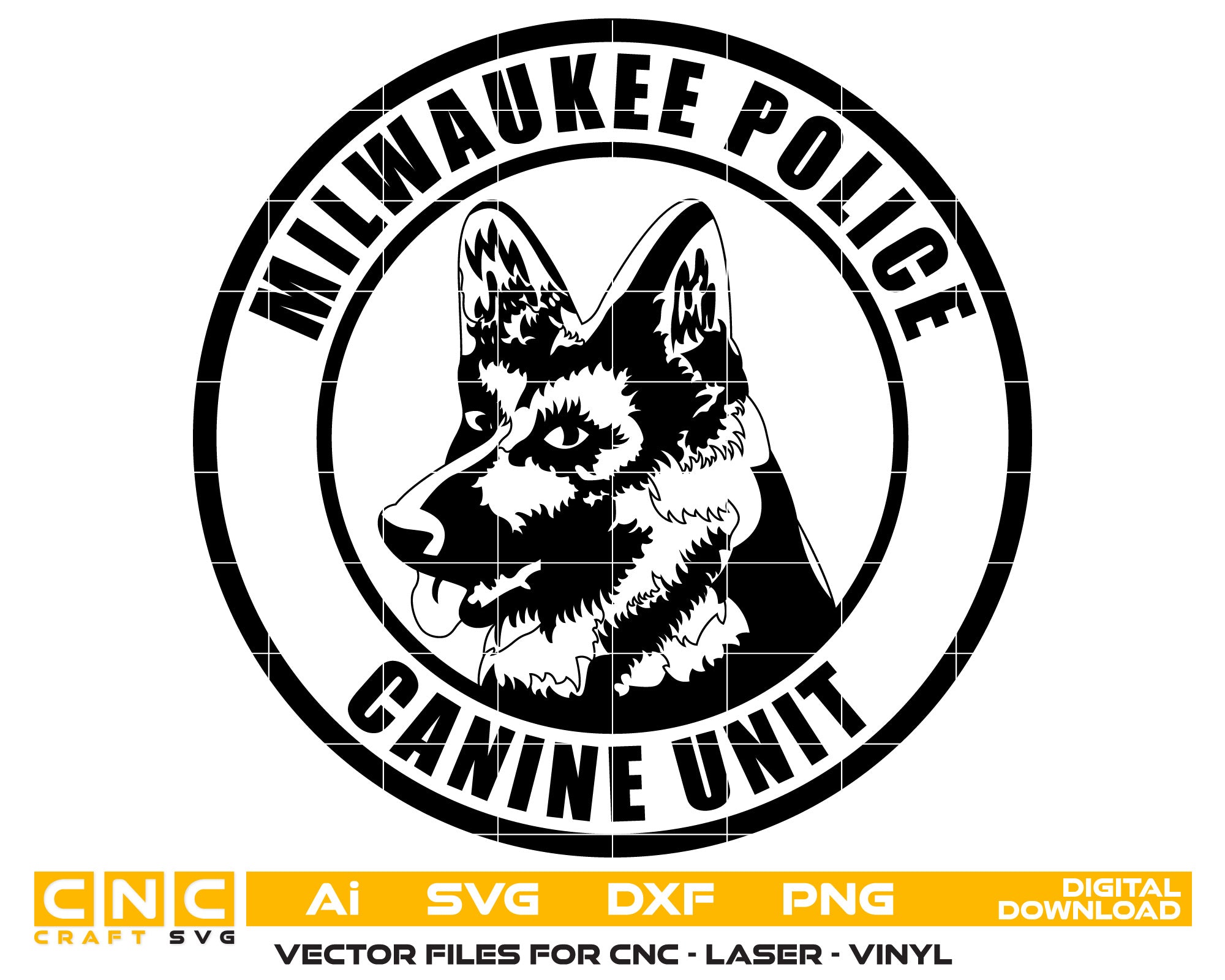 Milwaukee Police Canine Unit Badge Vector Art, Ai,SVG, DXF, PNG, Digital Files