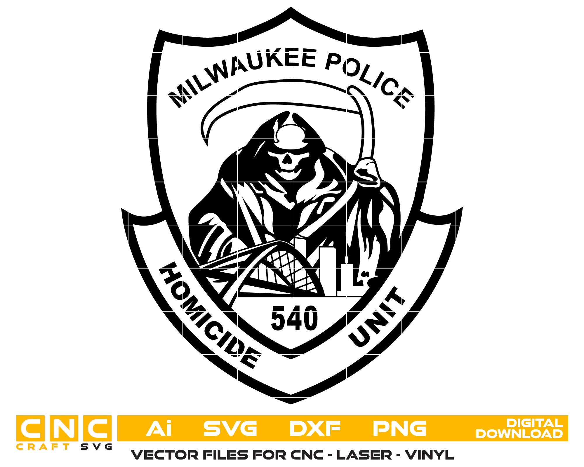 Milwaukee Police Homicide Unit Badge Vector Art, Ai,SVG, DXF, PNG, Digital Files