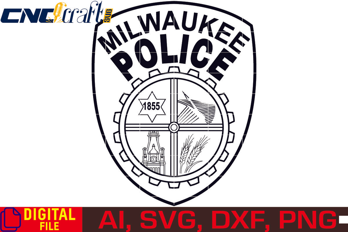 Milwaukee Police Logo vector file for Laser Engraving, Woodworking, CNC Router, vinyl, plasma, Xcarve, Vcarve, Cricut, Ezecad etc.