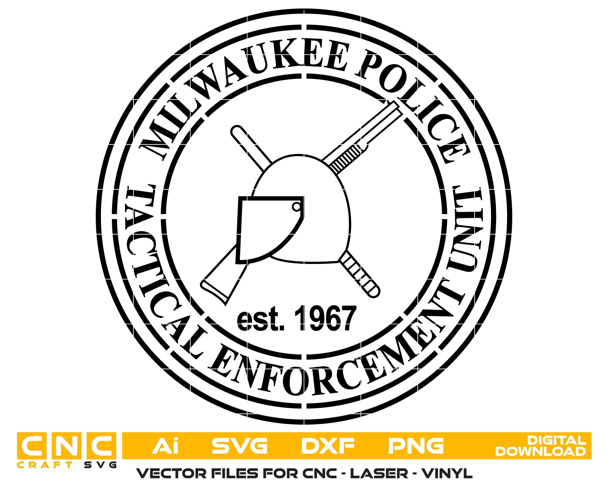 Milwaukee Police Tactical Enforcement Unit Logo Vector Art, Ai,SVG, DXF, PNG, Digital Files