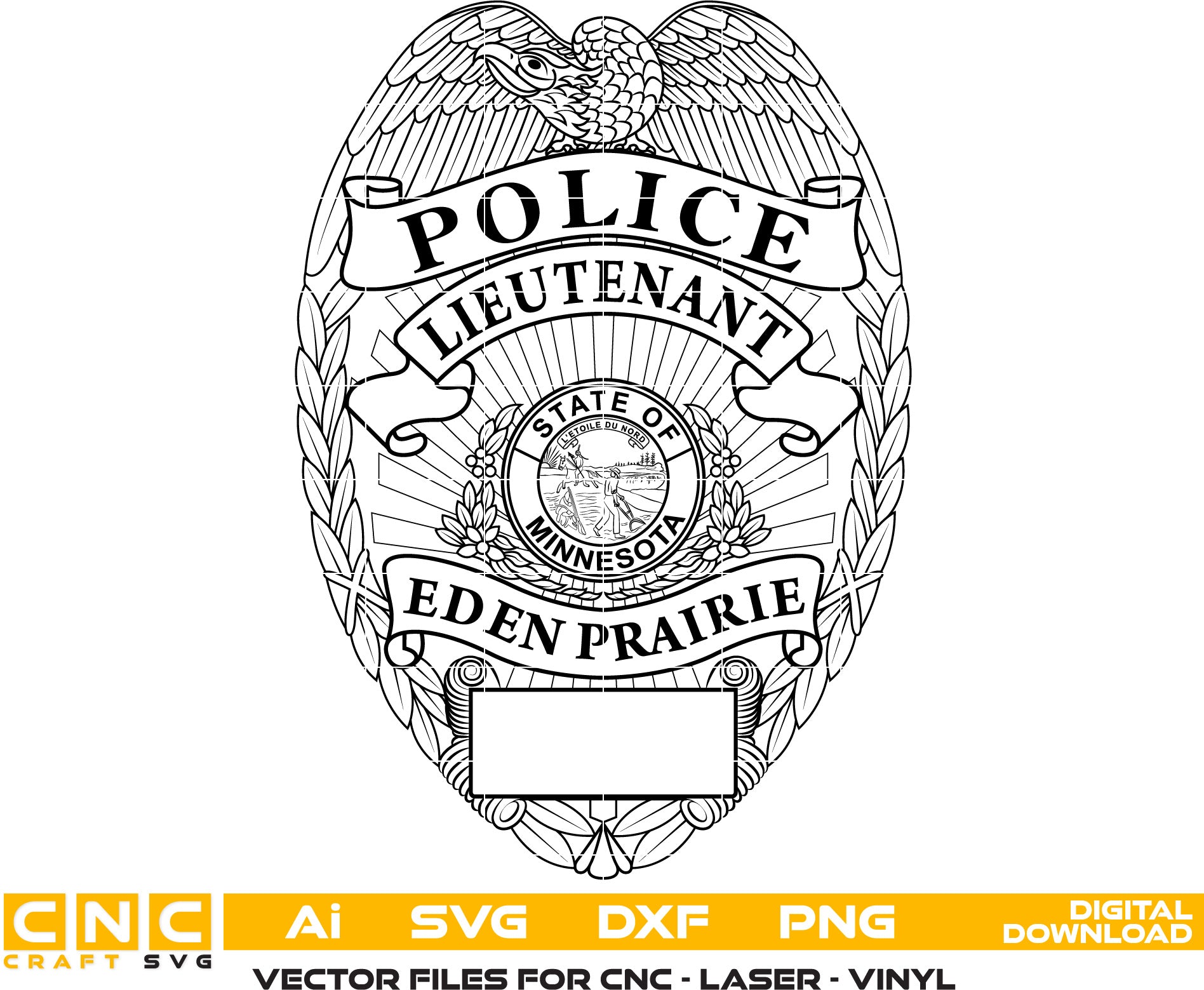 Minnesota Eden Prairie Police Badge Vector Art, Ai,SVG, DXF, PNG, Digital Files