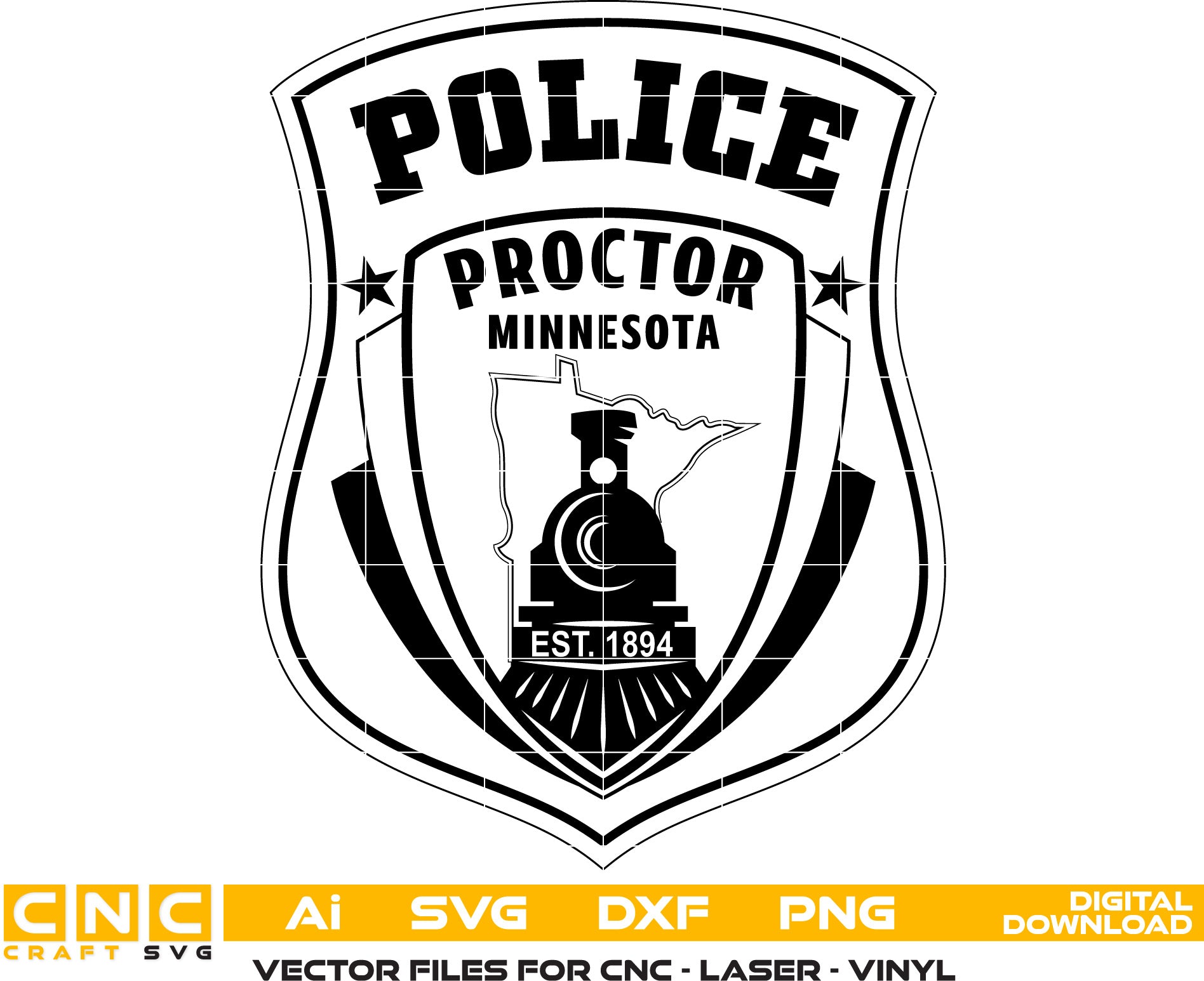 Minnesota Police Proctor Badge, Minnesota Police vector art, Minnesota Badge, Digital File