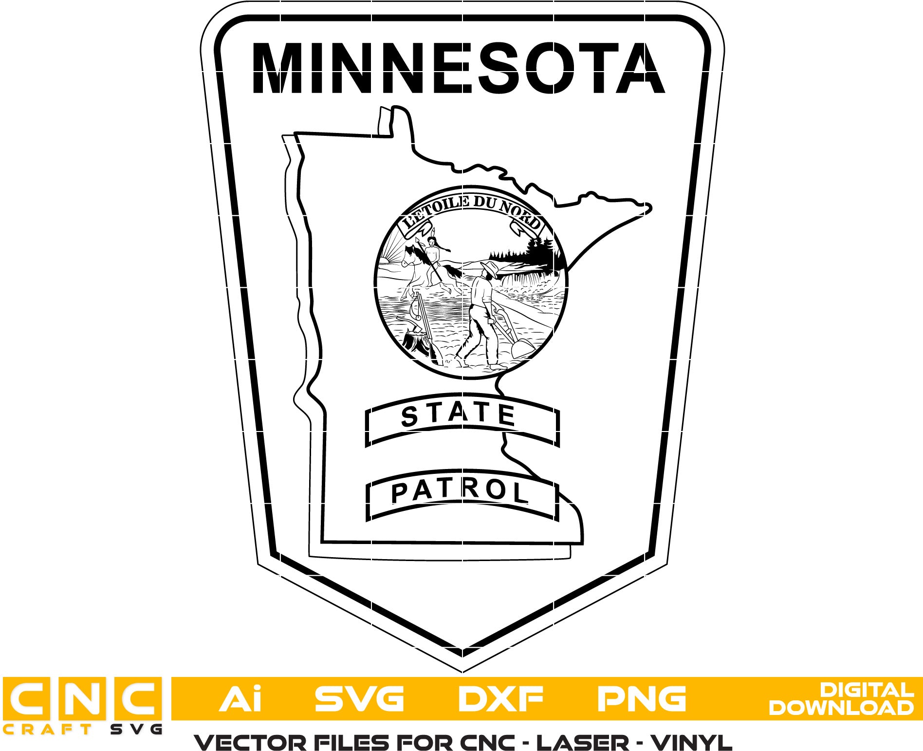 Minnesota State Patrol Badge,Minnesota seal, Minnesota vector art, Digital File