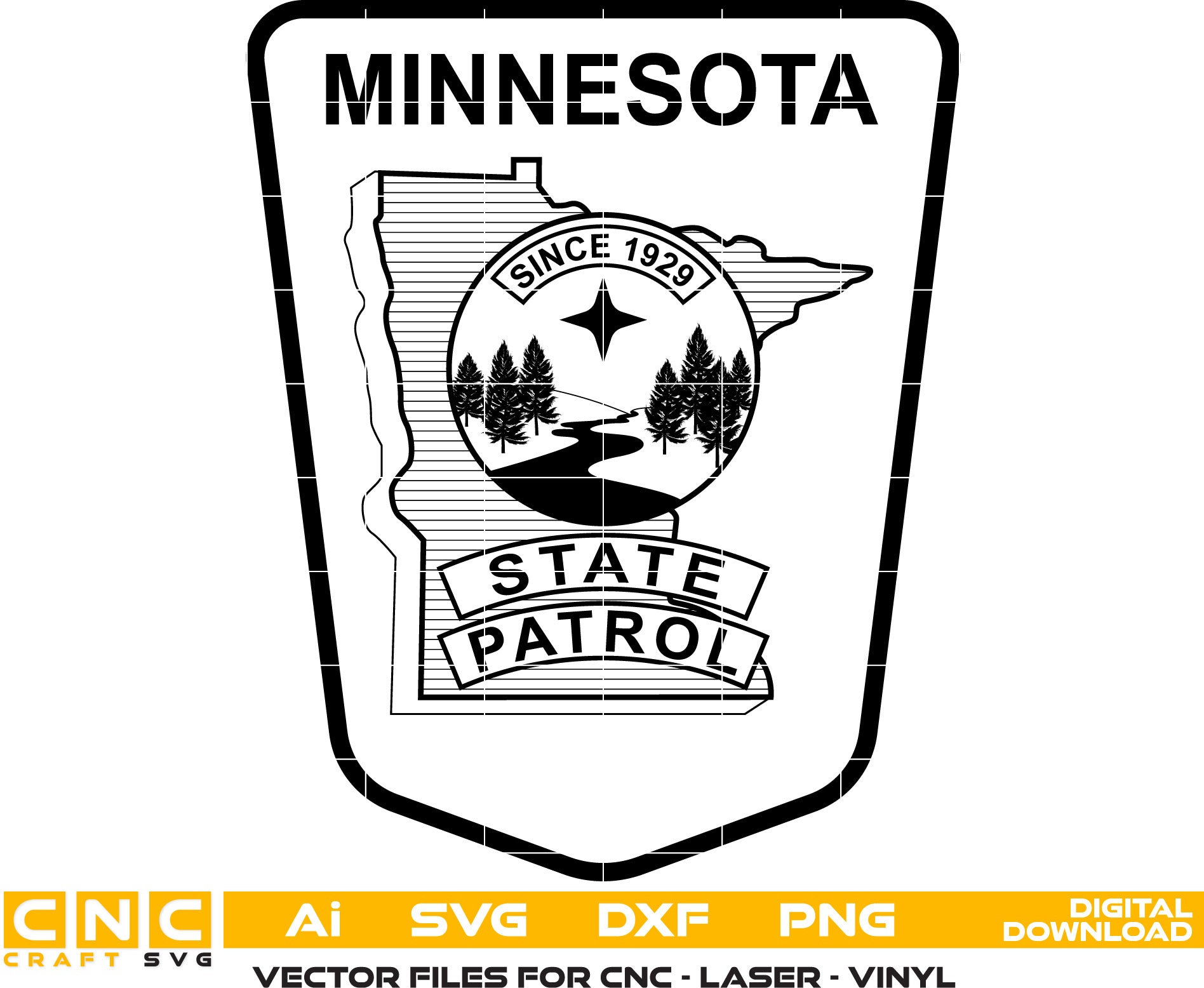 Minnesota State Patrol Badge Vector art Svg, Dxf, Jpg, Png, and Ai files For laser engraving, woodworking, acrylic painting, and all printing machines.