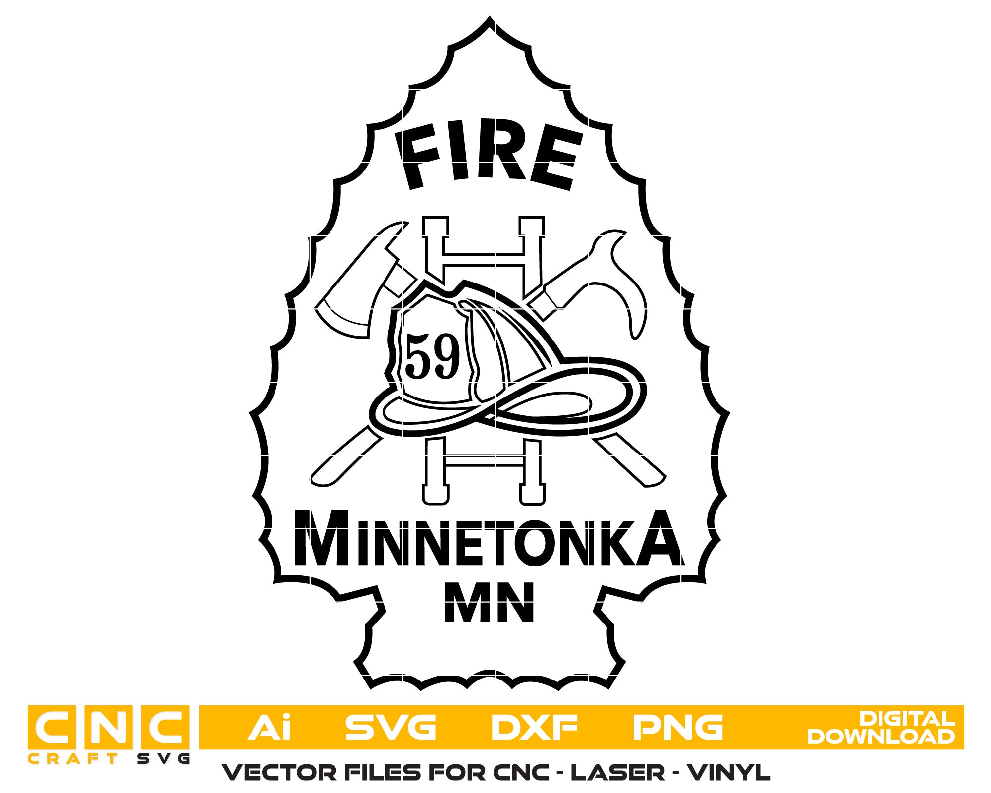 Minnetonka Fire Badge Vector Art, Ai,SVG, DXF, PNG, Digital Files