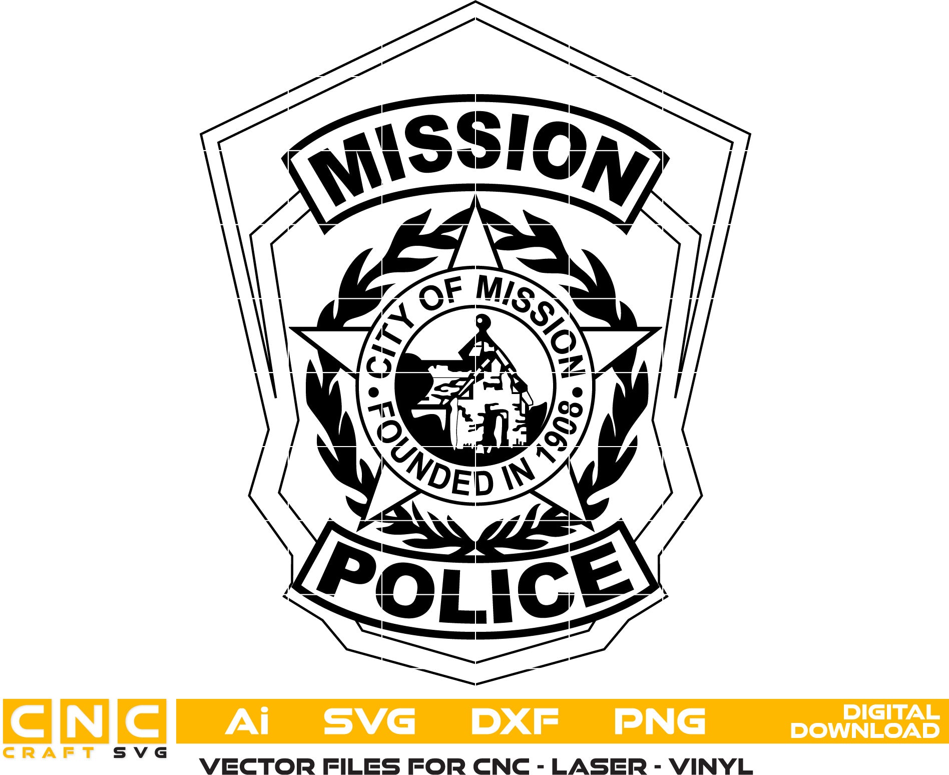 Mission Police Badge, Mission Police vector art, Mission police logo, Digital File