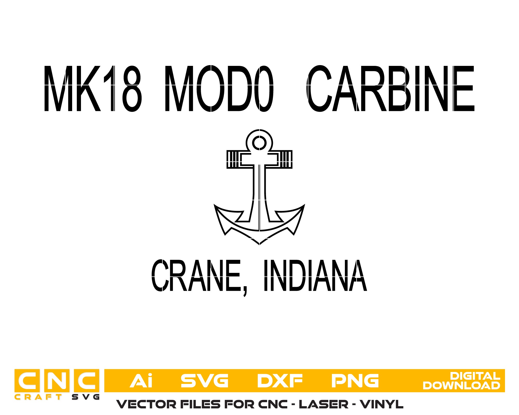 MK18 Mod 0 CARBINE – Crane Indiana Logo Engraving File – Digital Download