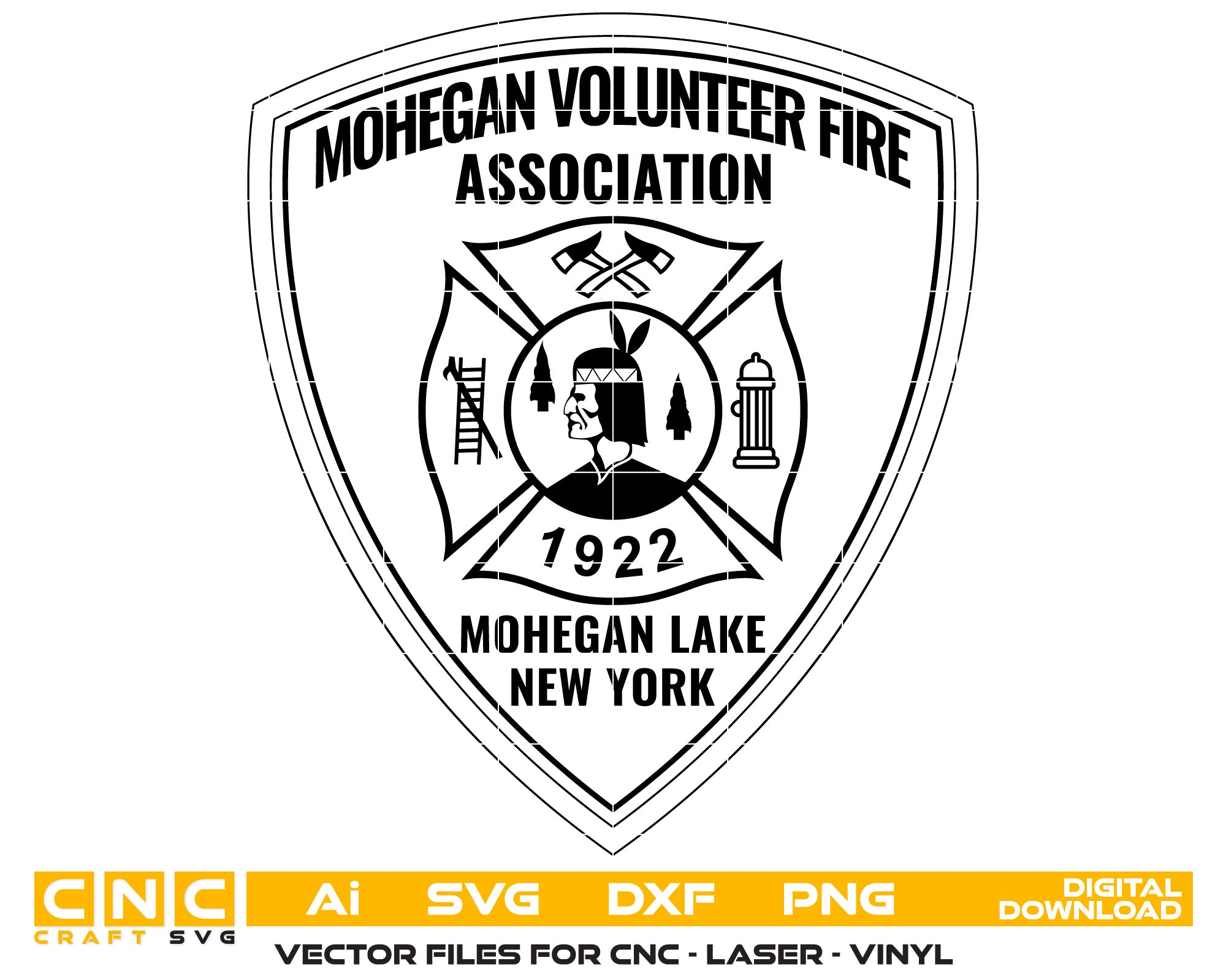 Mohegan Volunteer Fire Vector Art, Ai,SVG, DXF, PNG, Digital Files