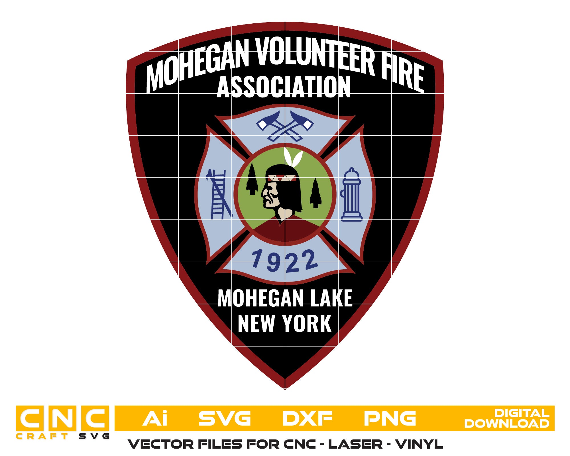 Mohegan Volunteer Fire Color Vector Art, Ai,SVG, DXF, PNG, Digital Files