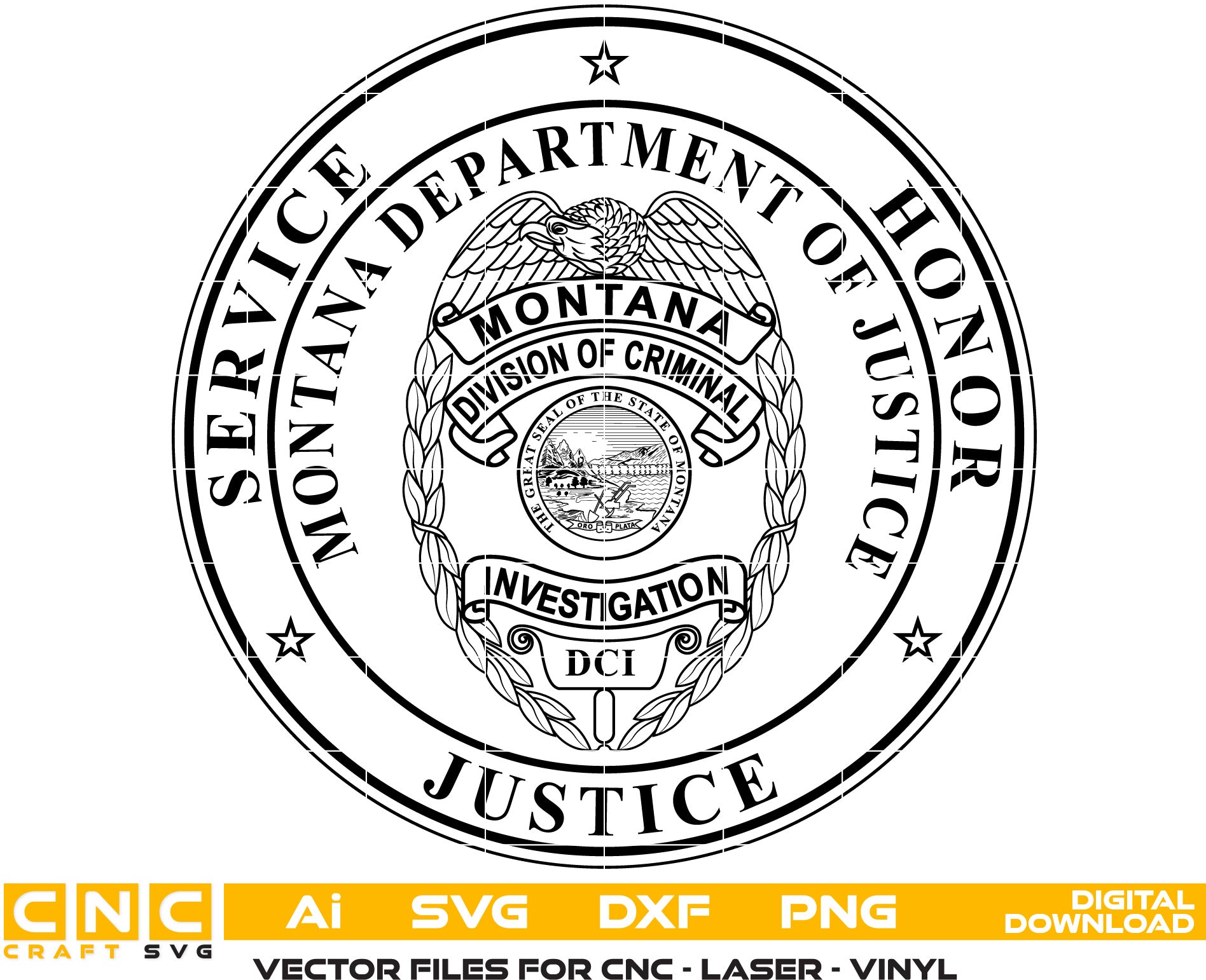 Montana Justice Division of Criminal Badge, Montana Justice Badge, Montana Justice vector art