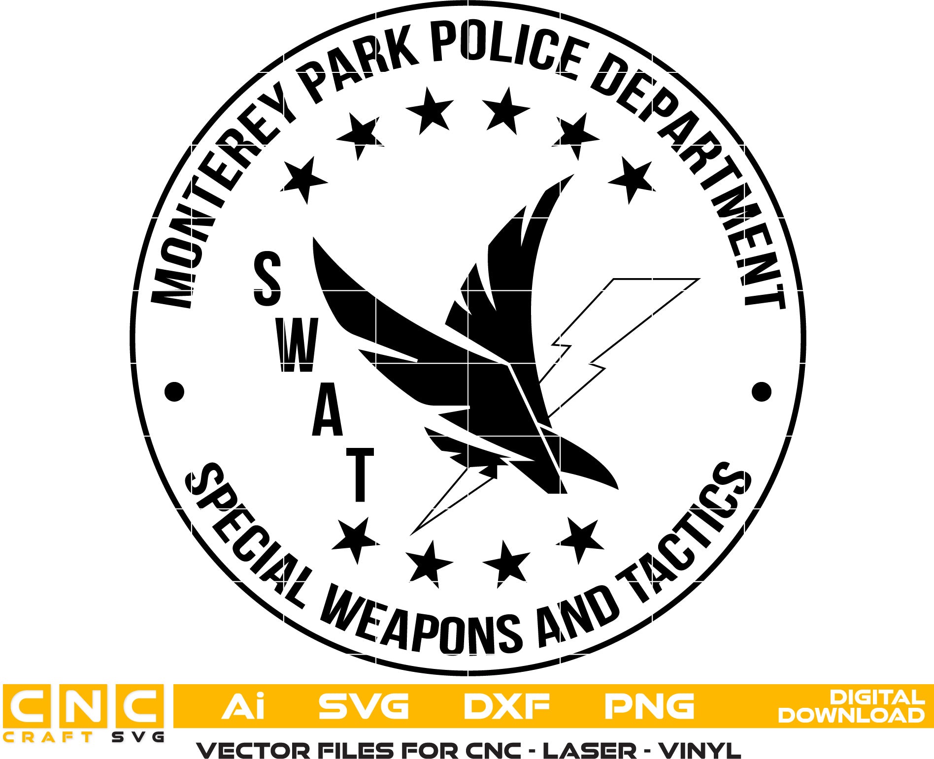 Monterey Park Police Special Weapons and Tactics Dept Logo, Monterey Park Police Badge, Digital File