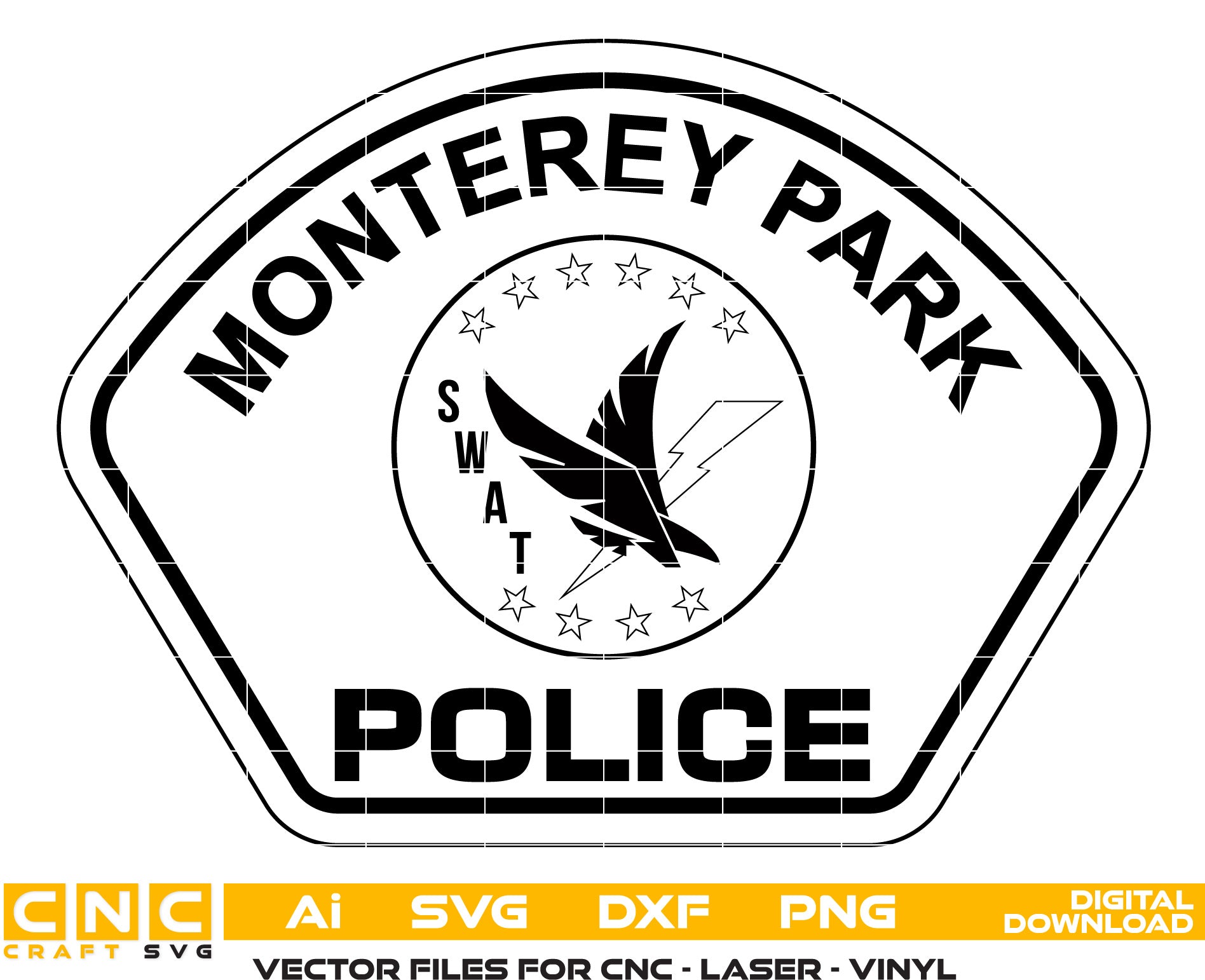 Monterey Park Police Badge SVG, Monterey Park Police Badge Vector, Police Badge SVG, Law Enforcement Badge Emblem, Police Shield Vector, Badge Engraving File