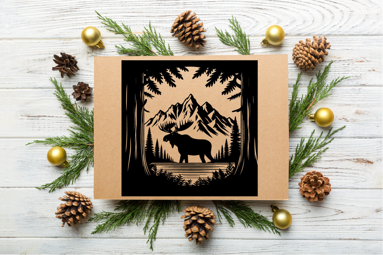 Moose Forest Pine Tree Mountain SVG