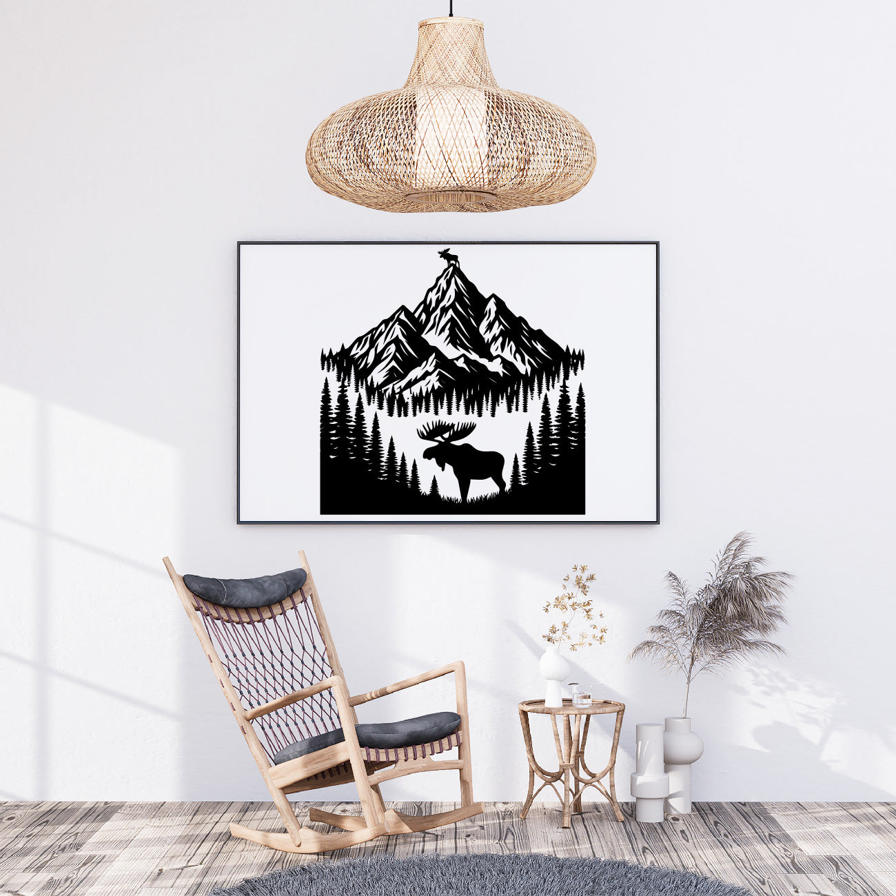 Moose Pine Tree & Mountain SVG