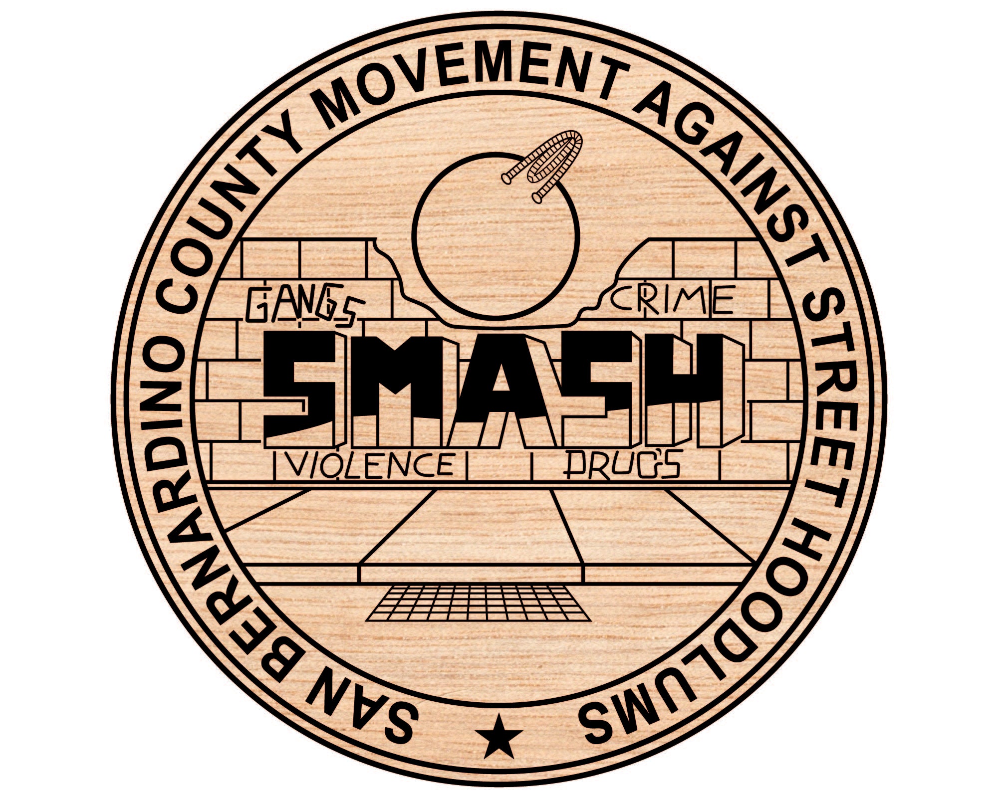 San Bernardino MASH Logo SVG digital download, Movement Against Street Hoodlums badge vector design for Cricut and Silhouette.
