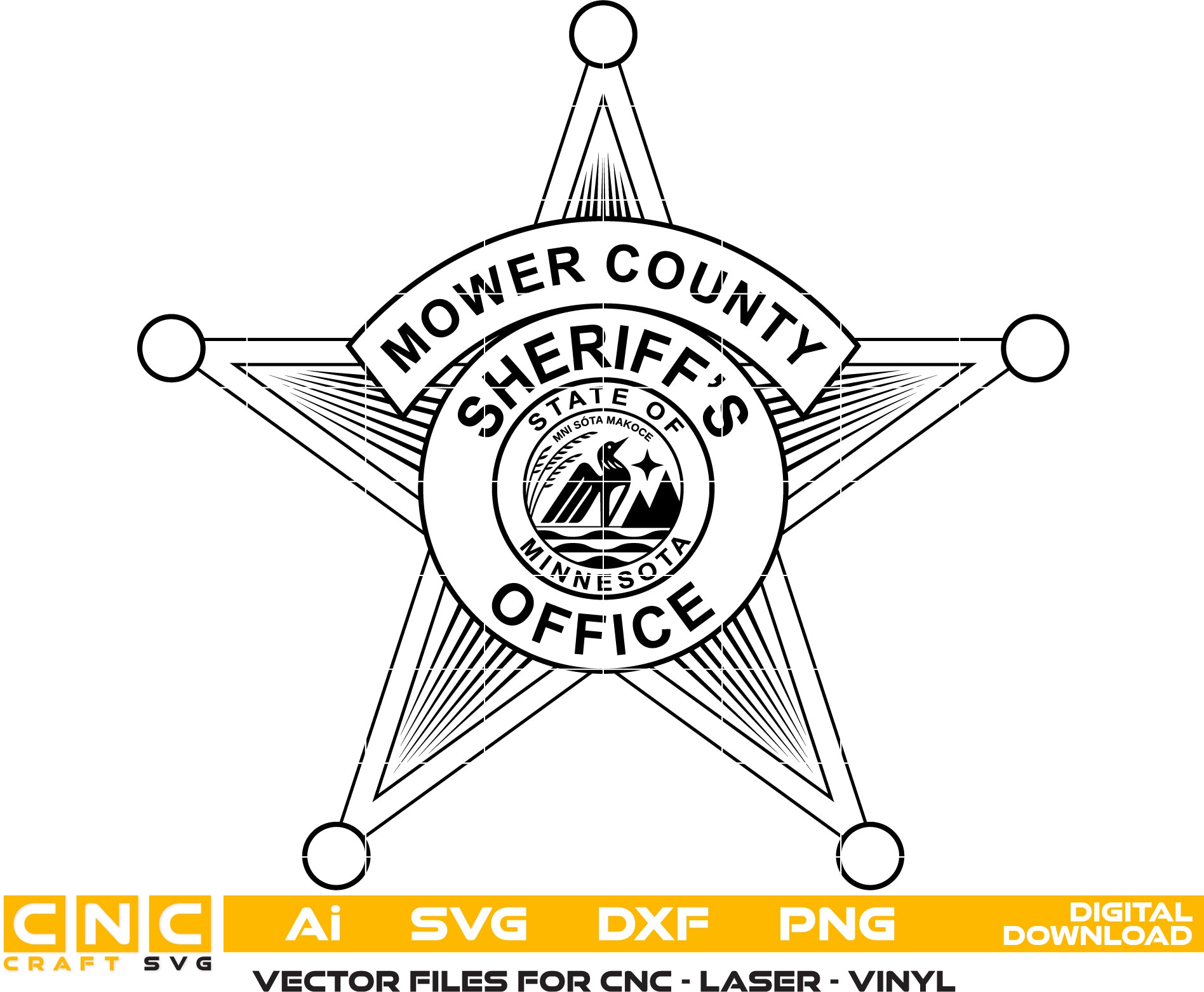 Mower County Sheriff Badge SVG | Law Enforcement Emblem for CNC & Printing