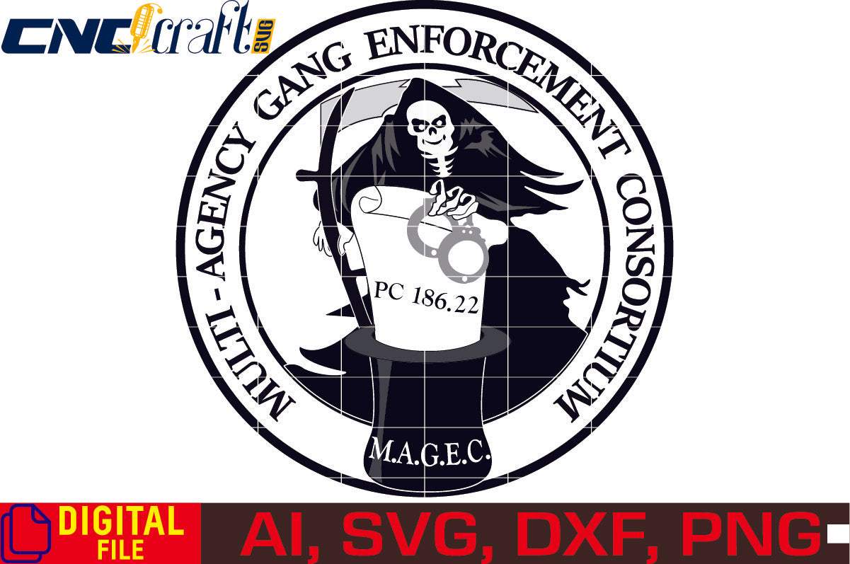 Multi Agency Gang Enforcement Consortium vector file for Laser Engraving, Woodworking, CNC Router, vinyl, plasma, Xcarve, Vcarve, Cricut, Ezecad etc.