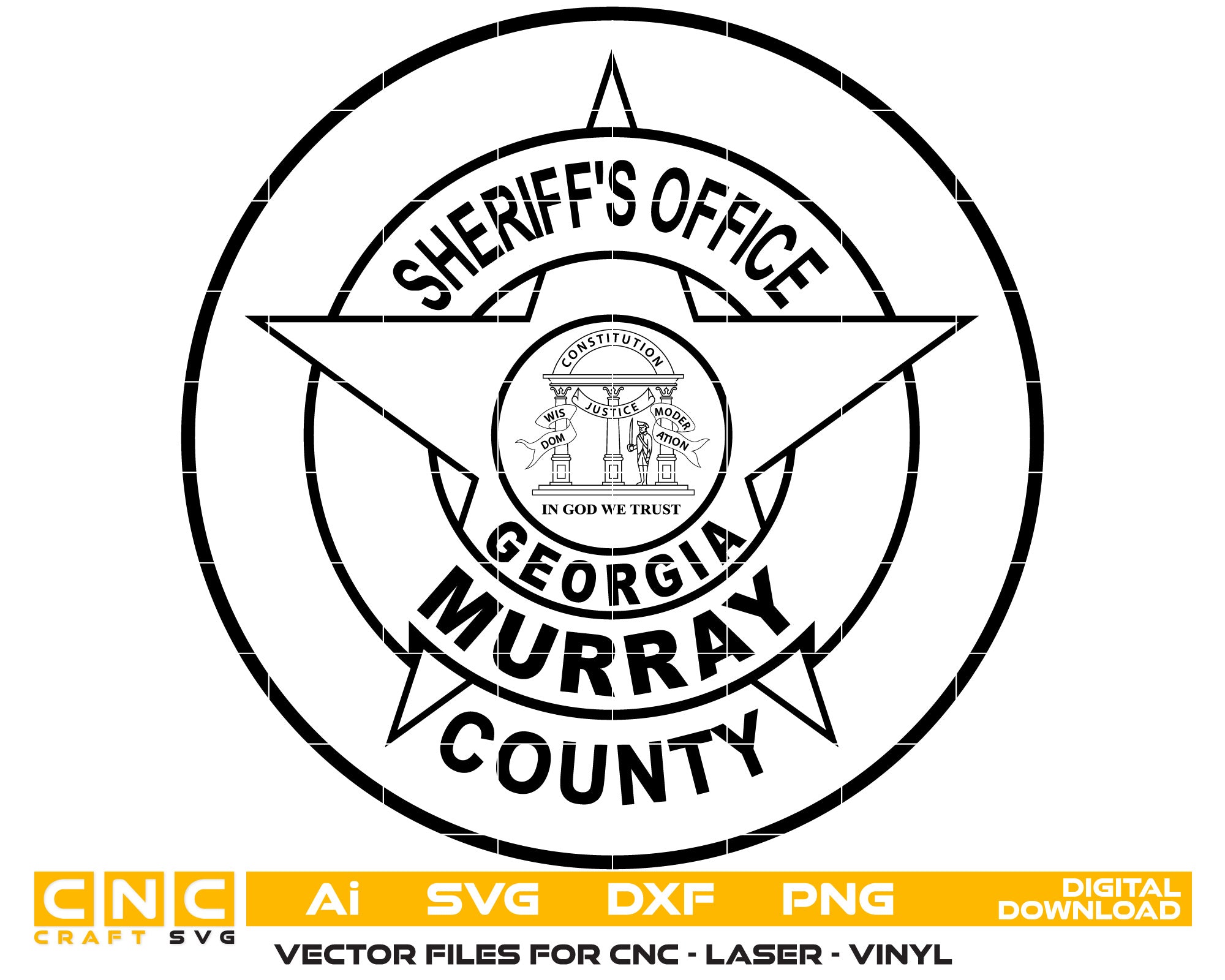 Murray County Sheriff Badge Vector Art, Ai,SVG, DXF, PNG, Digital Files