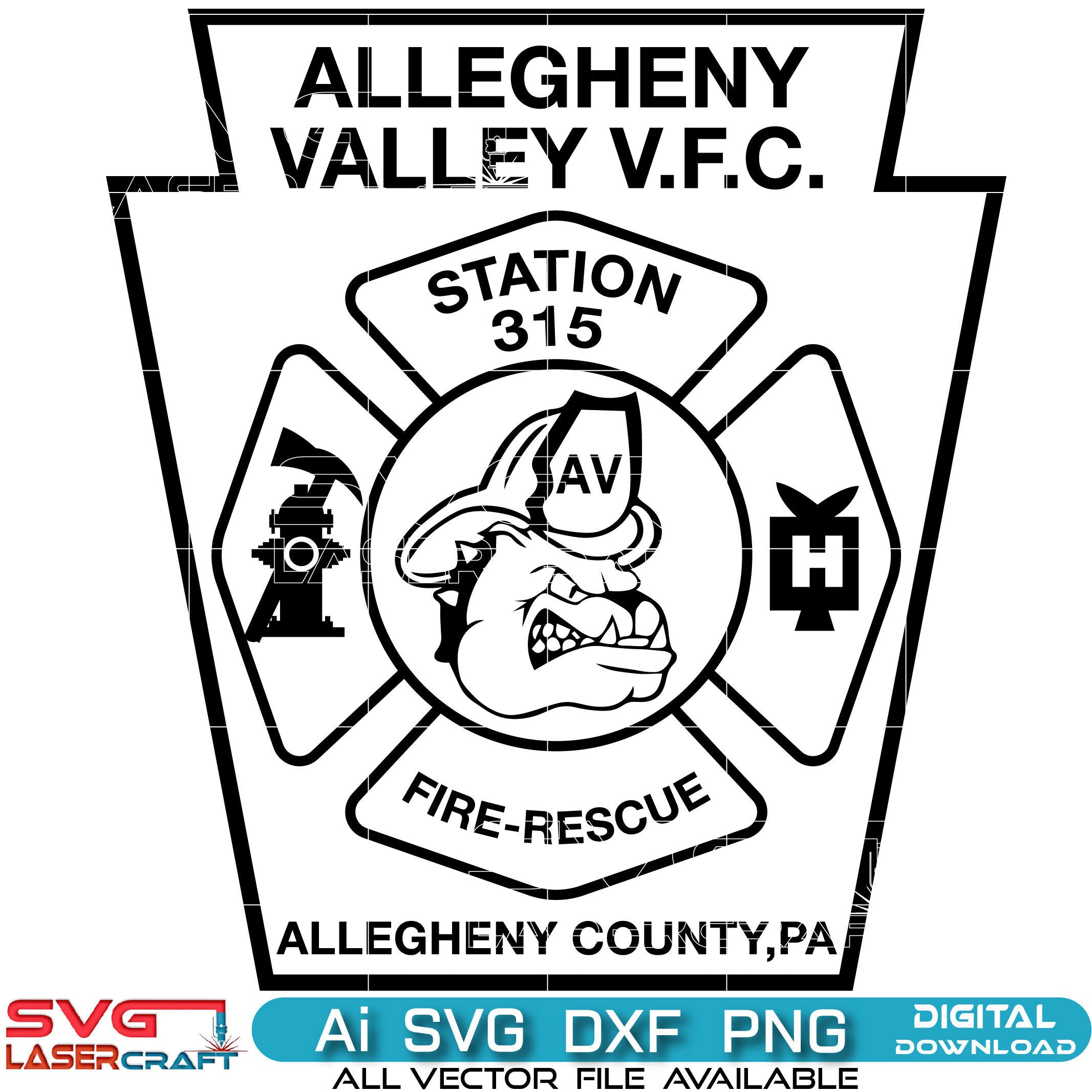 Allegheny Valley V.F.C. Fire Rescue Svg Vector Art-01