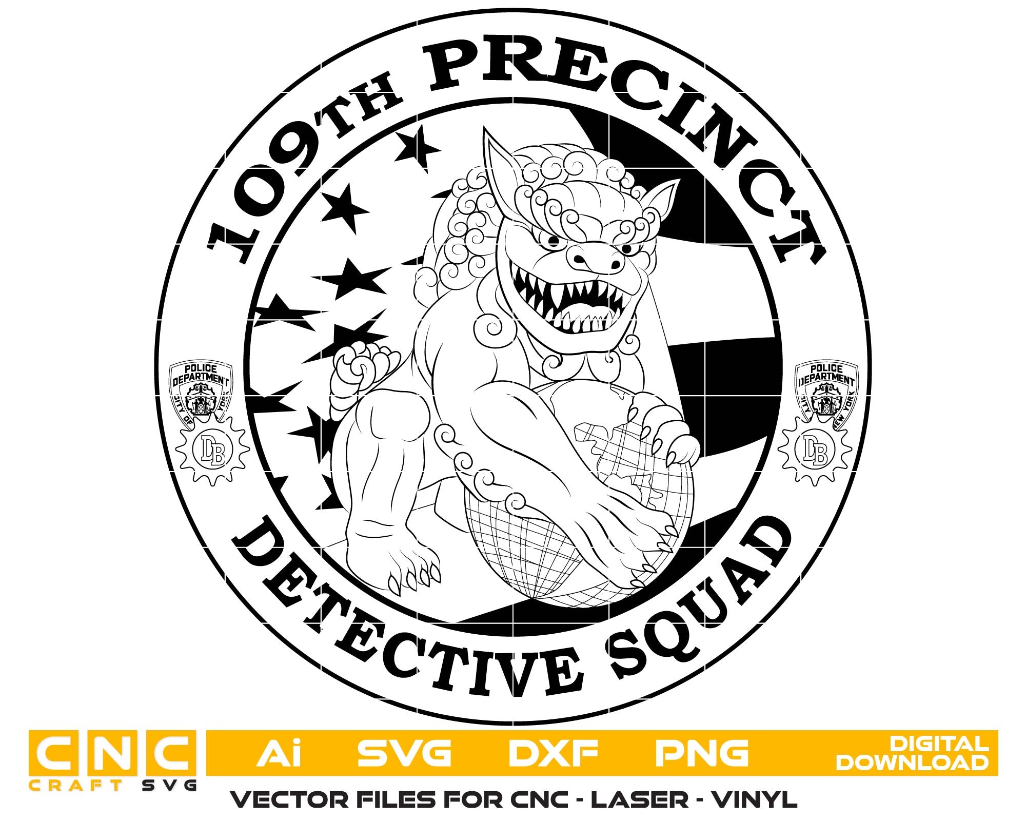 NYPD 109 Precinct Detective Squad Challenge Coin SVG, NYPD Detective Coin Vector, New York Police Challenge Coin Design, NYPD 109th Precinct SVG, NYPD Coin Logo