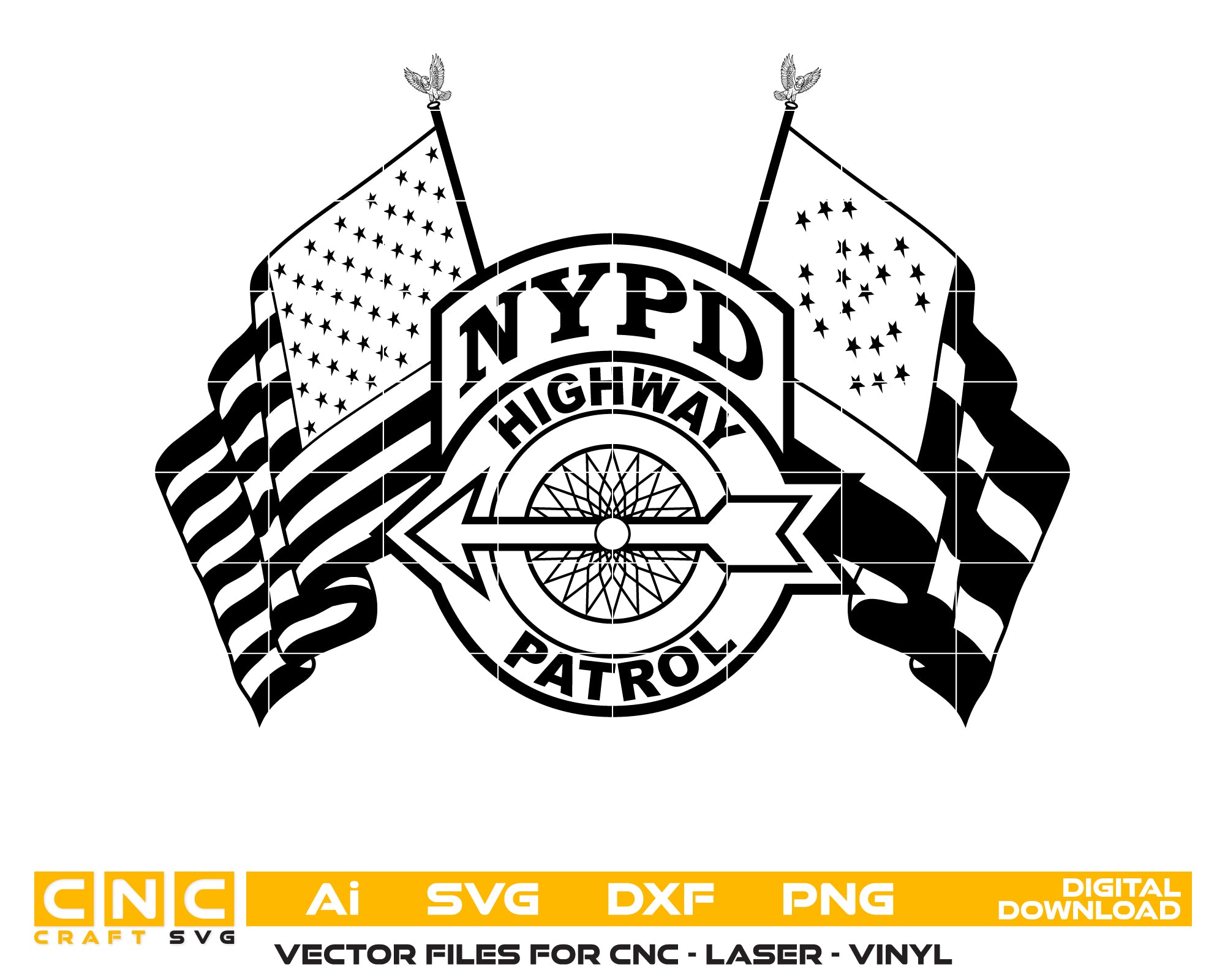 NYPD Highway Patrol Logo SVG digital download, New York Police Highway Patrol badge vector design for Cricut and Silhouette.