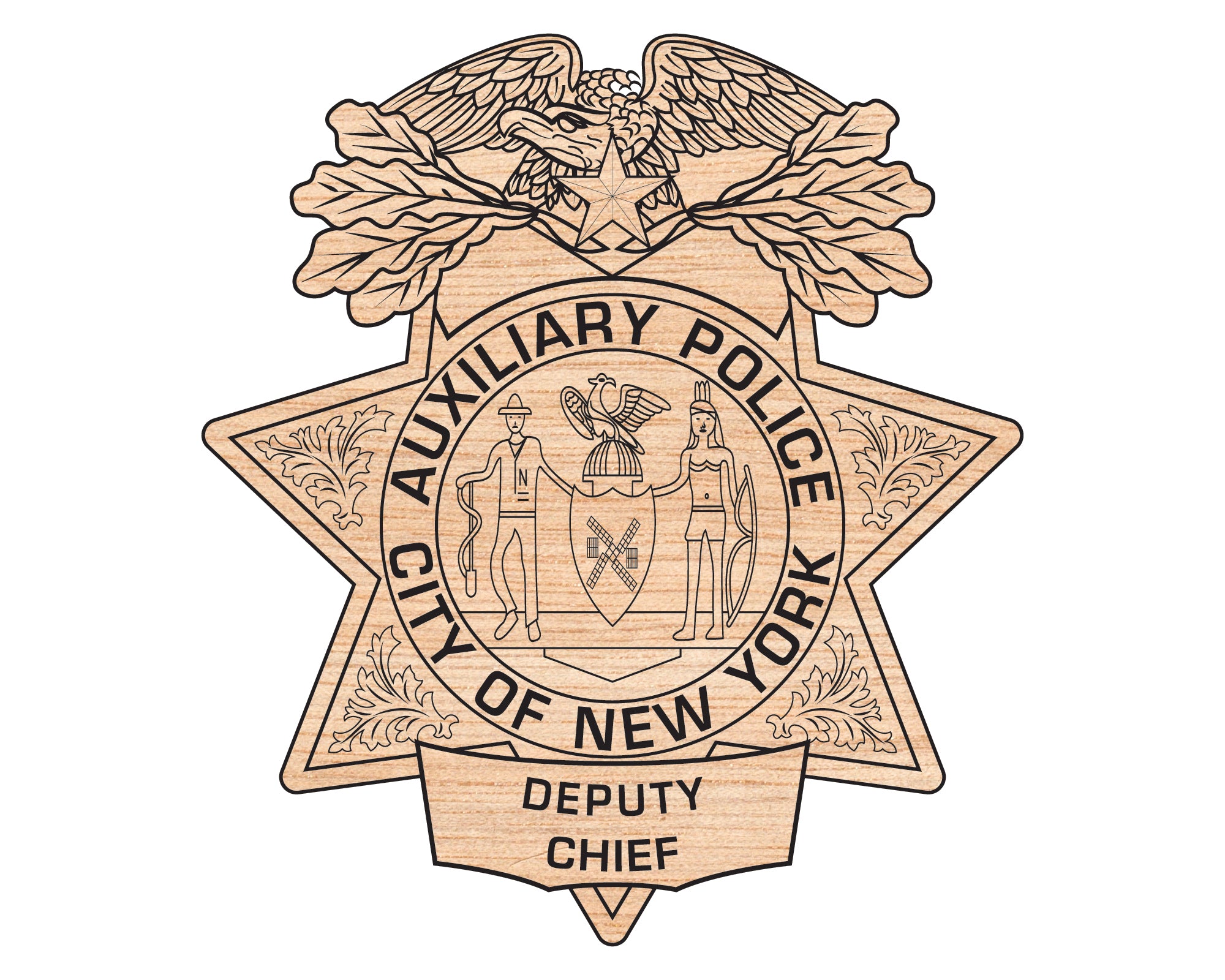 Auxiliary Police City of New York Police Chief Badge SVG digital download, NYPD badge vector design for Cricut and Silhouette.
