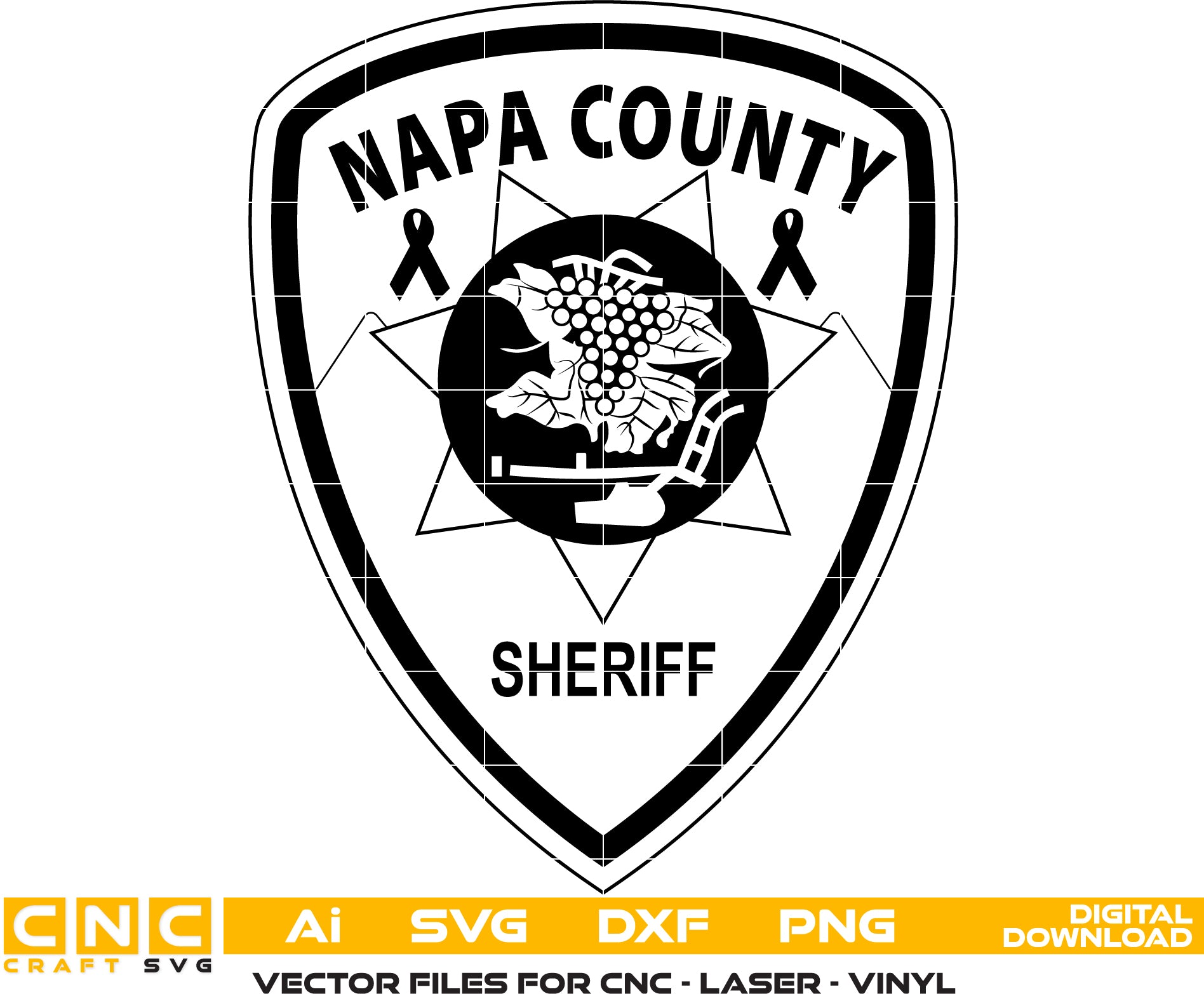 Napa County Sheriff Badge Vector art Svg/ Dxf/ Jpg/ Png/ and Ai files For laser engraving/ woodworking/ acrylic painting and all printing machines.